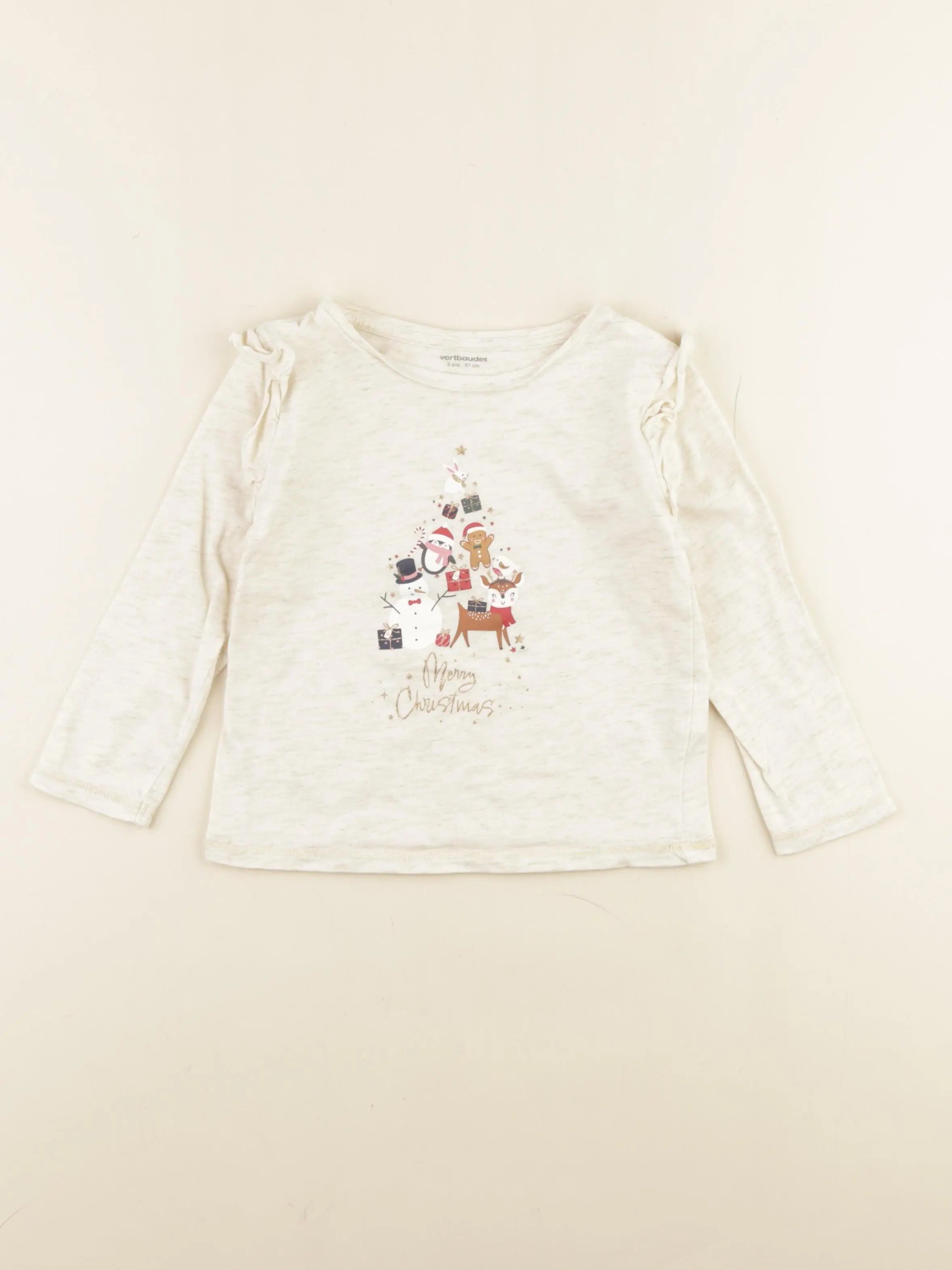 Vertbaudet - tee-shirt beige - 3 ans