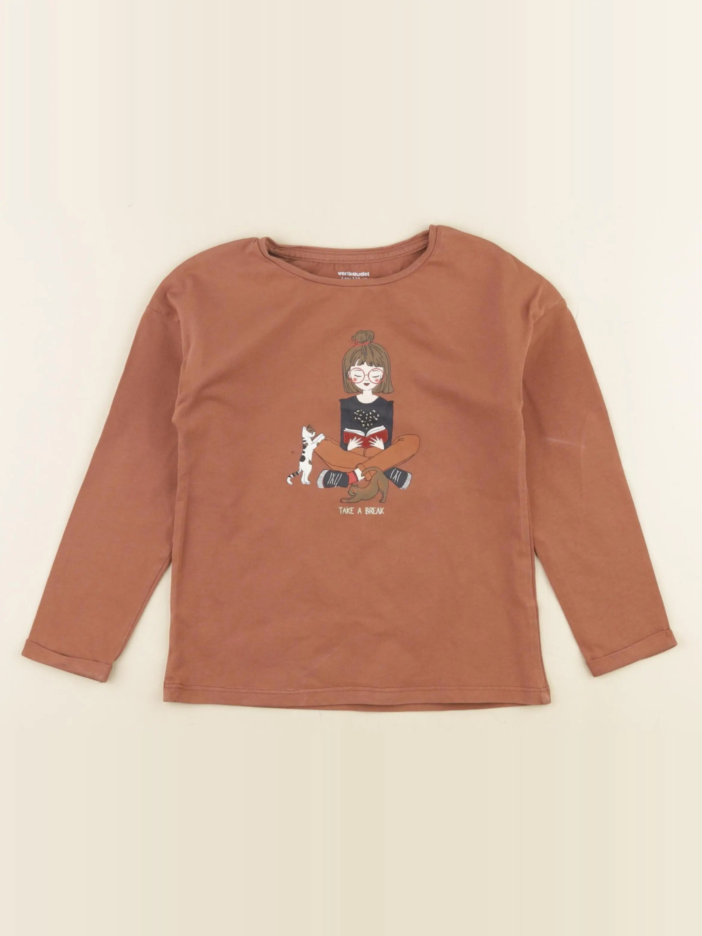 Vertbaudet - tee-shirt marron - 6 ans