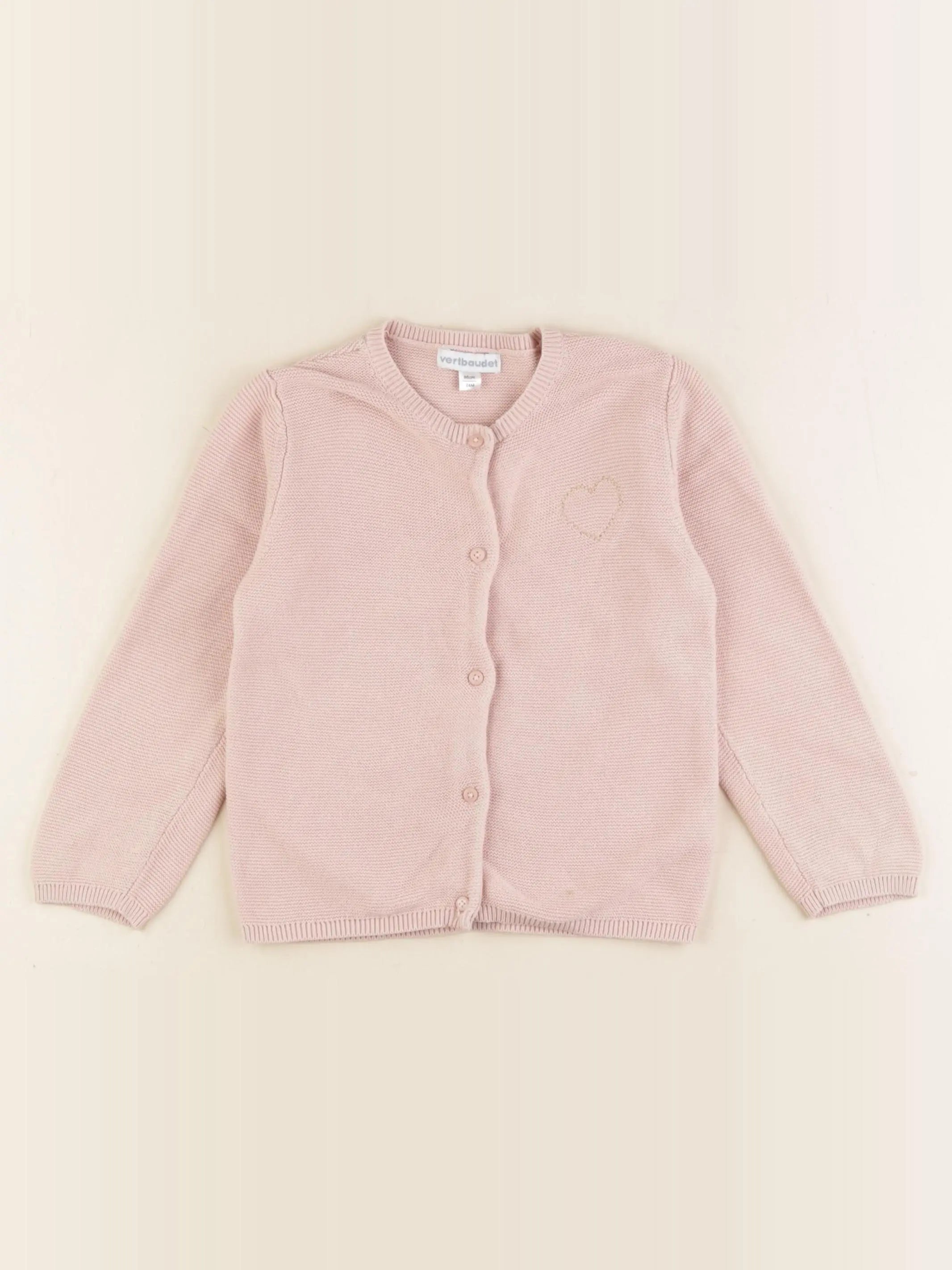 Vertbaudet - gilet rose - 24 mois