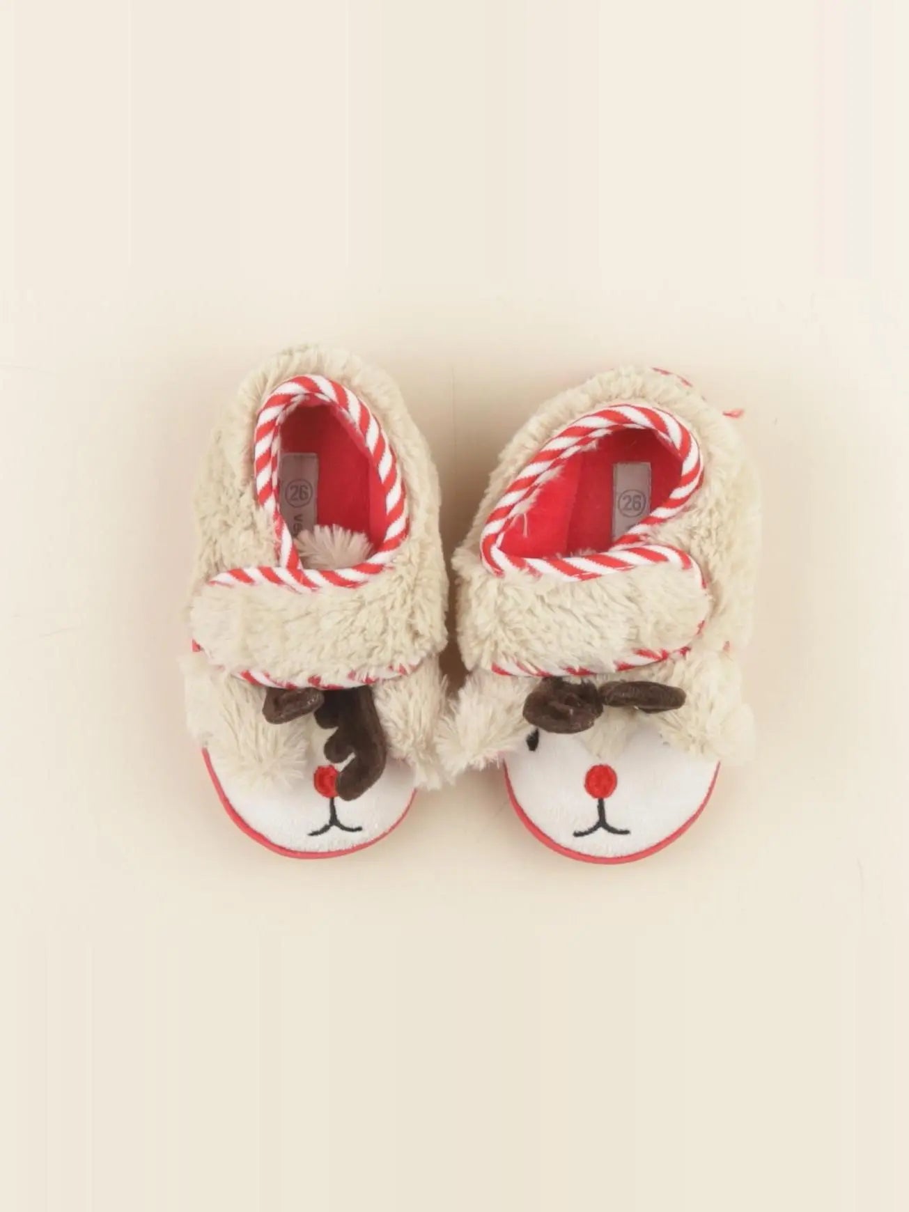 Vertbaudet - chaussons beige, rouge - pointure 26