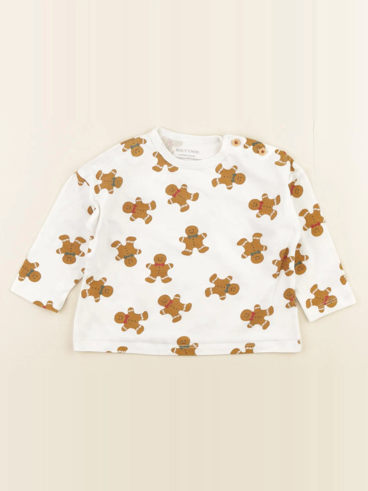 Boutchou - tee-shirt blanc, marron - 12 mois