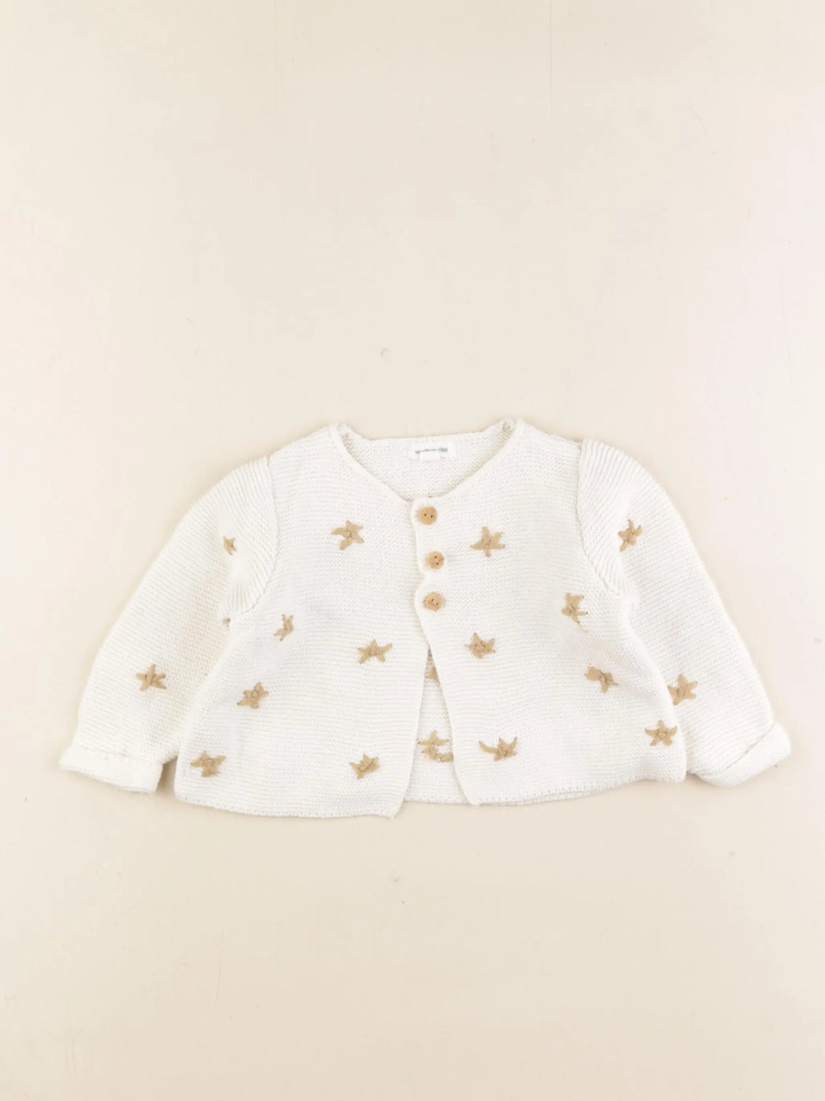 Vertbaudet - gilet beige - 6 mois