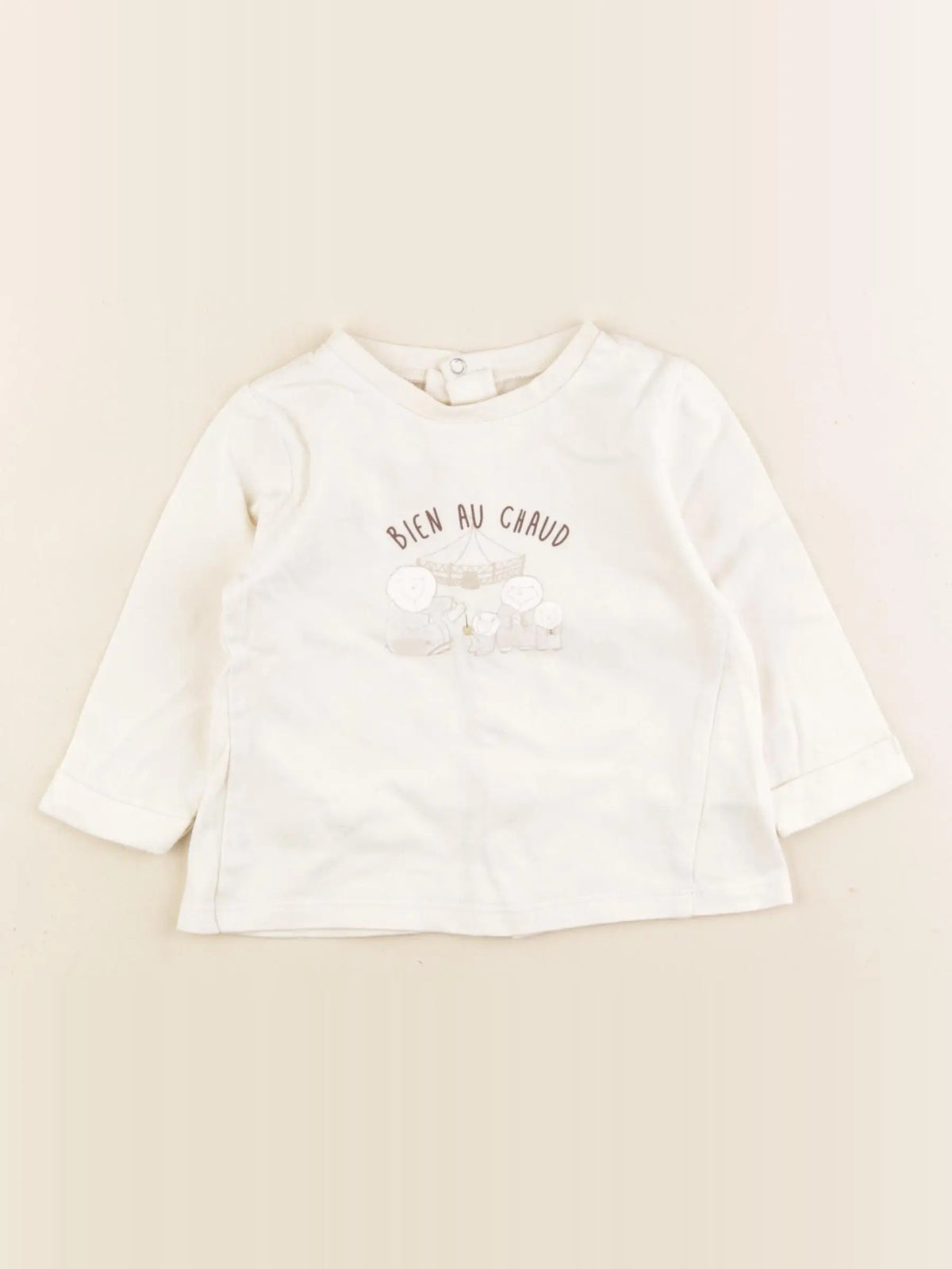 Vertbaudet - tee-shirt beige - 9 mois