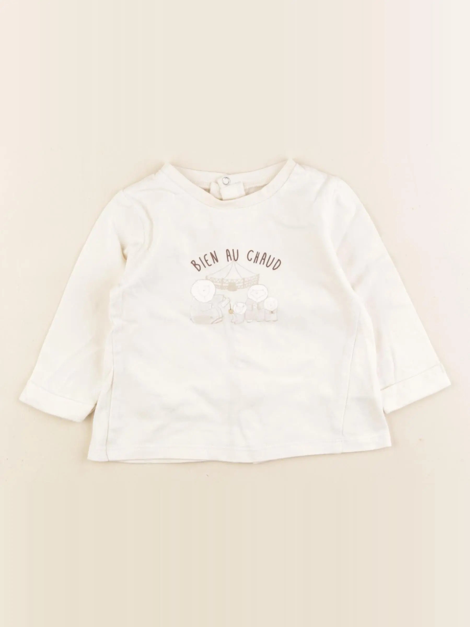 Vertbaudet - tee-shirt beige - 9 mois