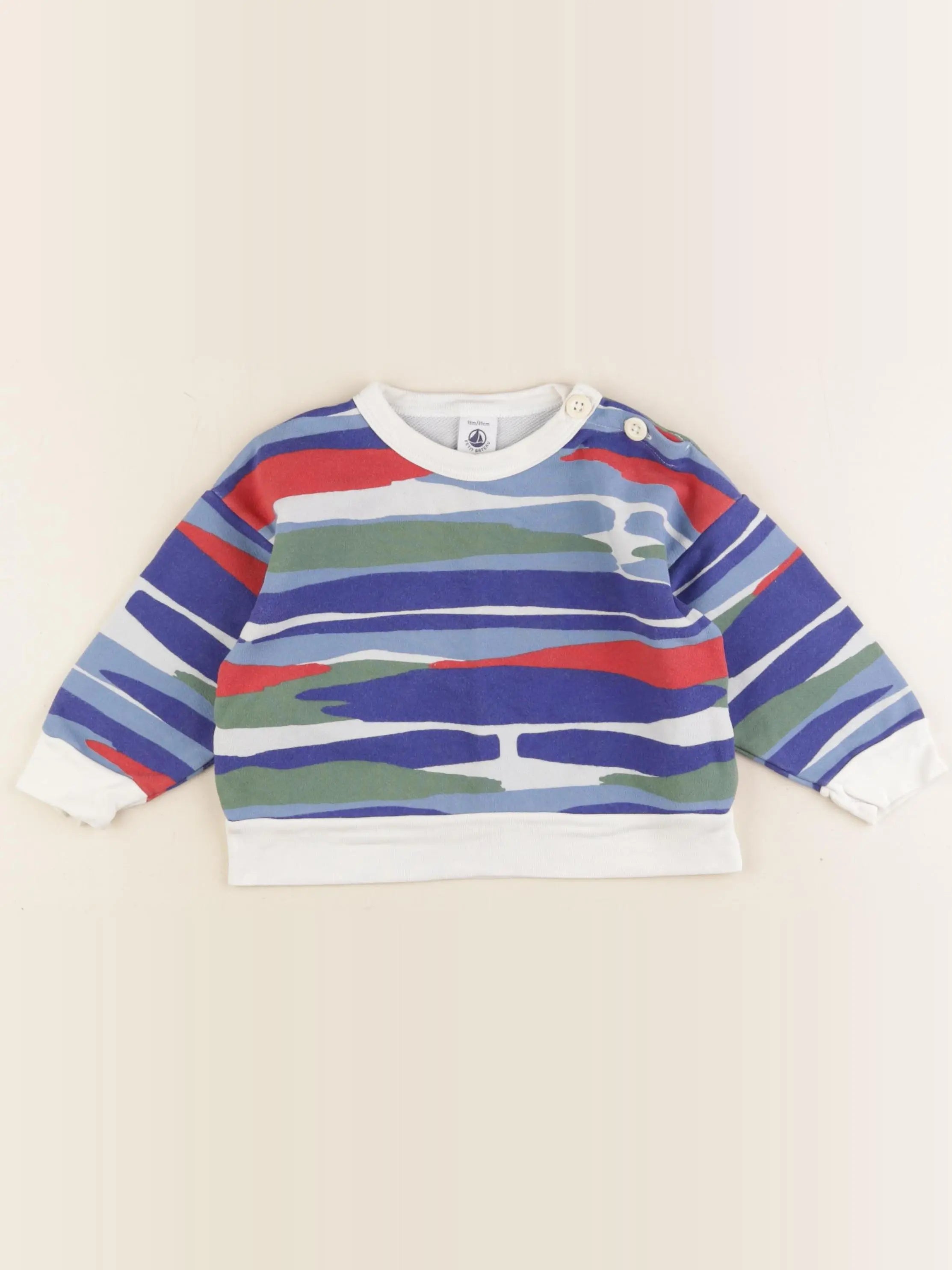 Petit Bateau - sweat bleu - 18 mois