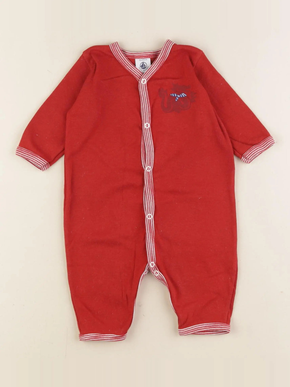 Petit Bateau - pyjama coton rouge - 3 mois