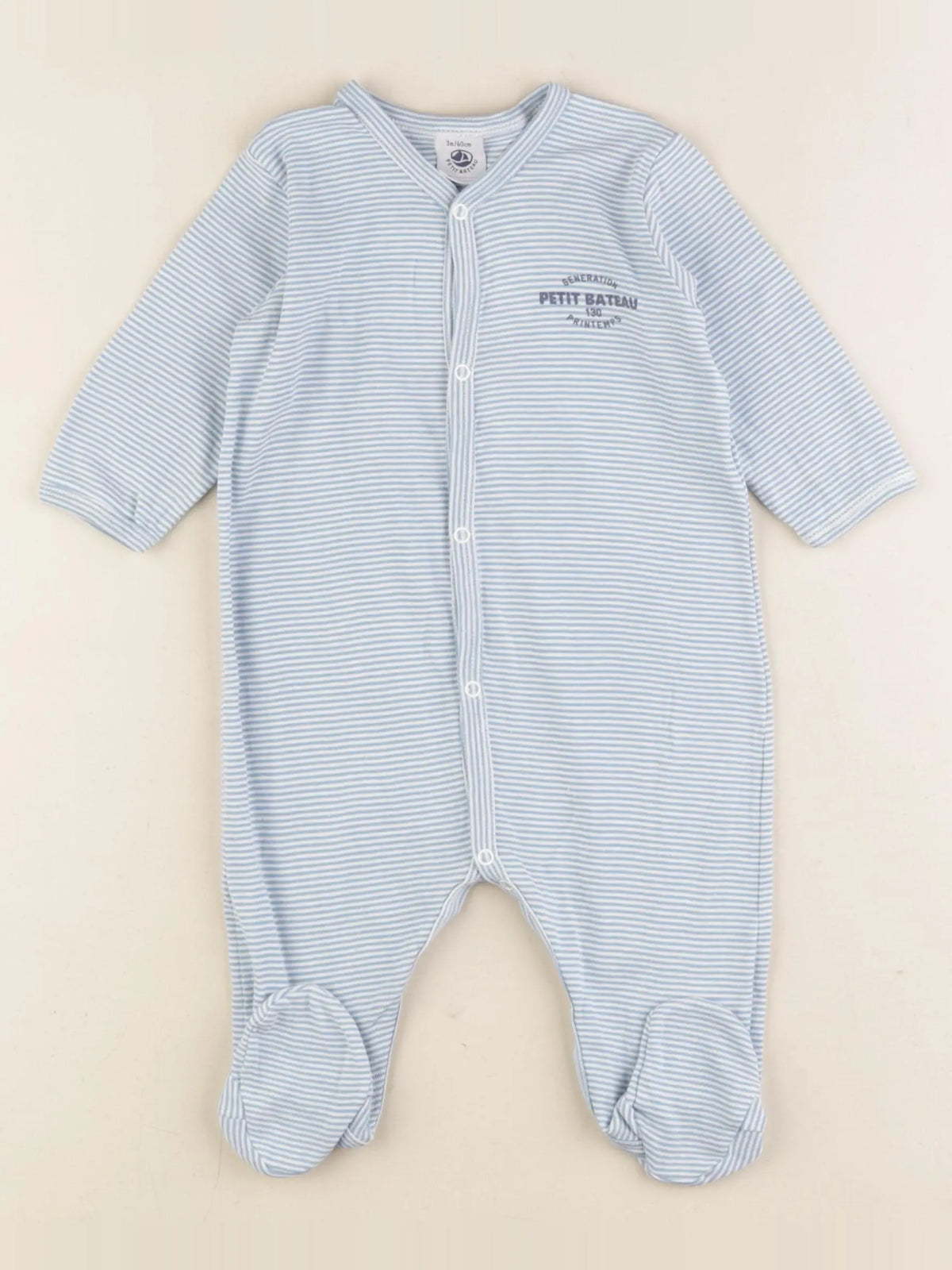 Petit Bateau - pyjama coton bleu - 3 mois