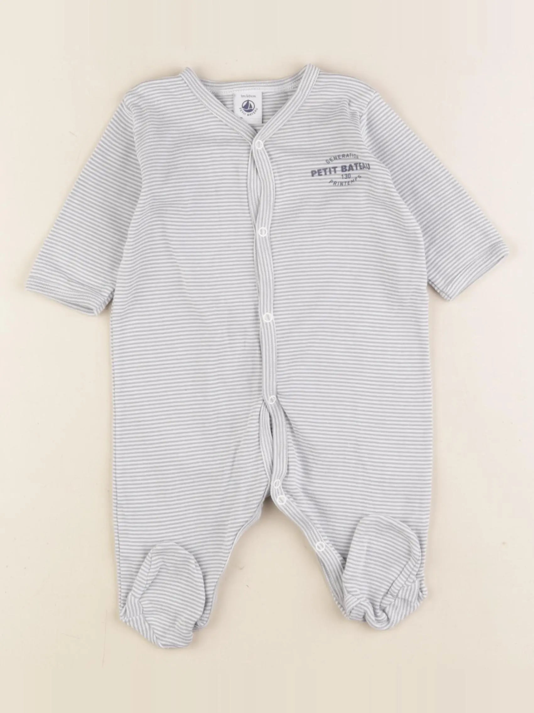 Petit Bateau - pyjama coton gris - 3 mois