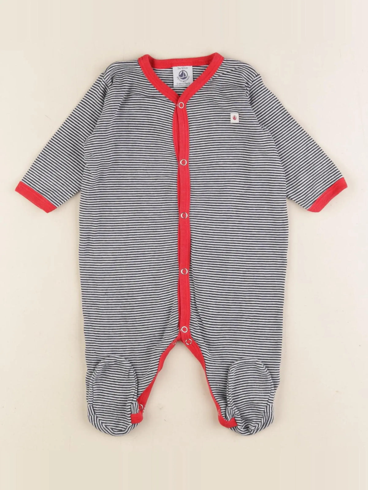 Petit Bateau - pyjama coton bleu - 3 mois
