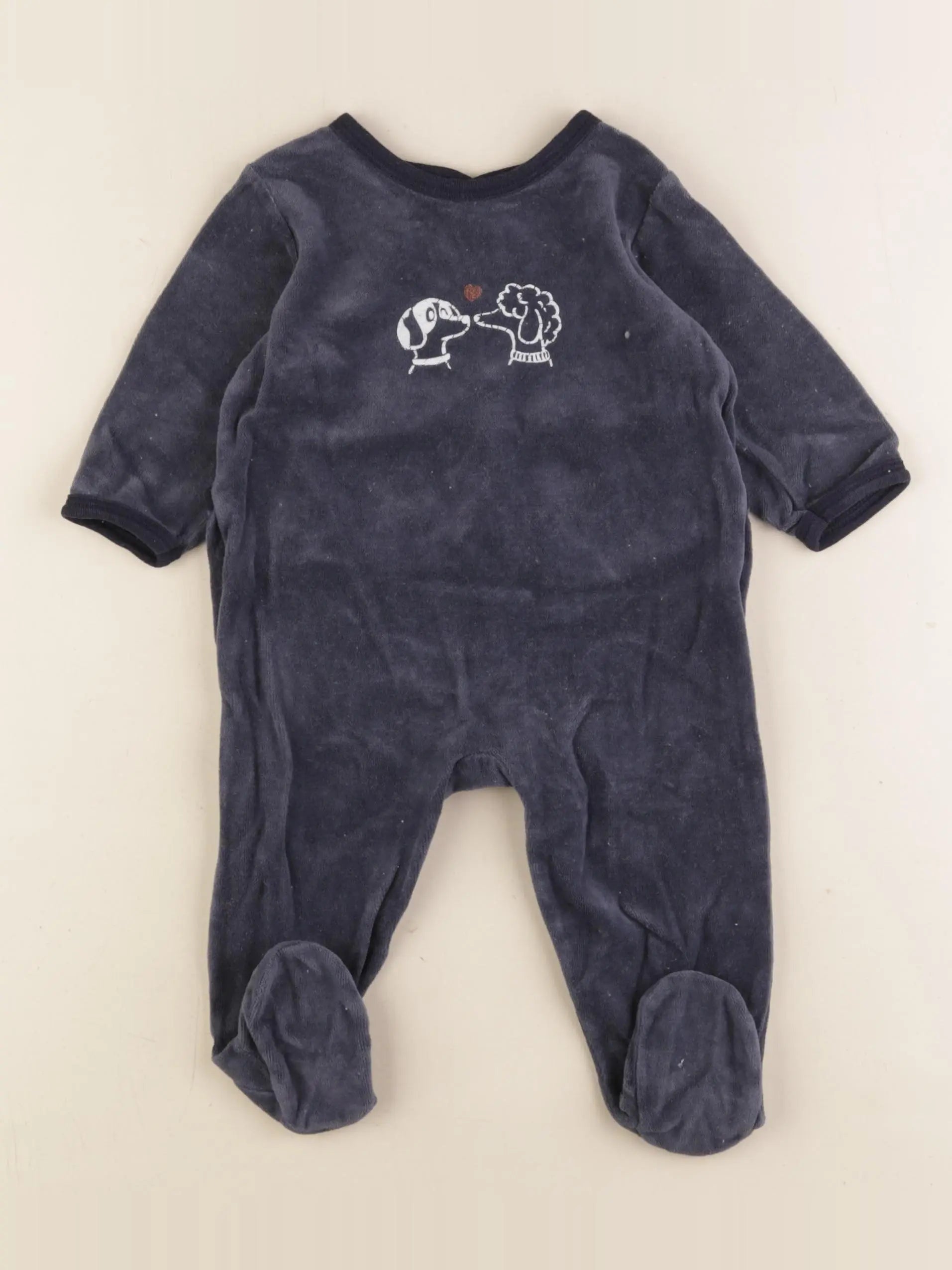 Petit Bateau - pyjama velours bleu - 9 mois