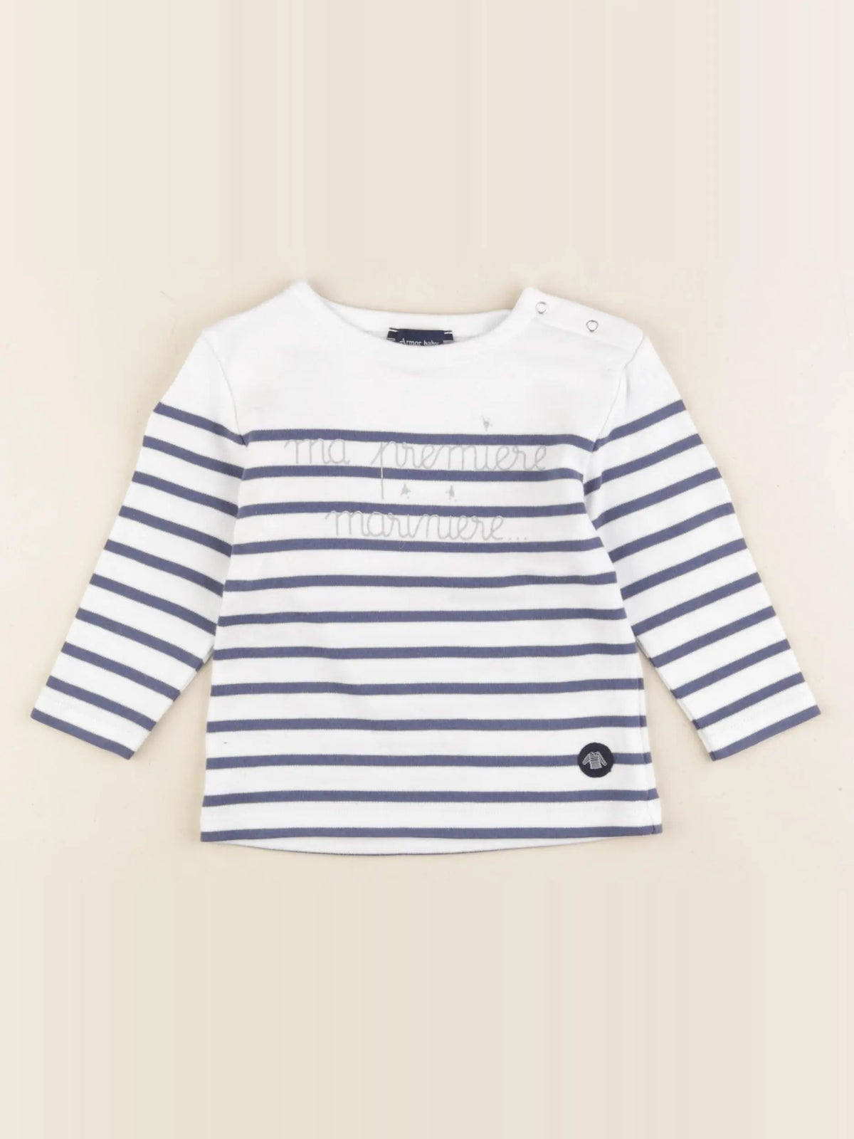 Armor Lux - tee-shirt blanc, bleu - 12 mois