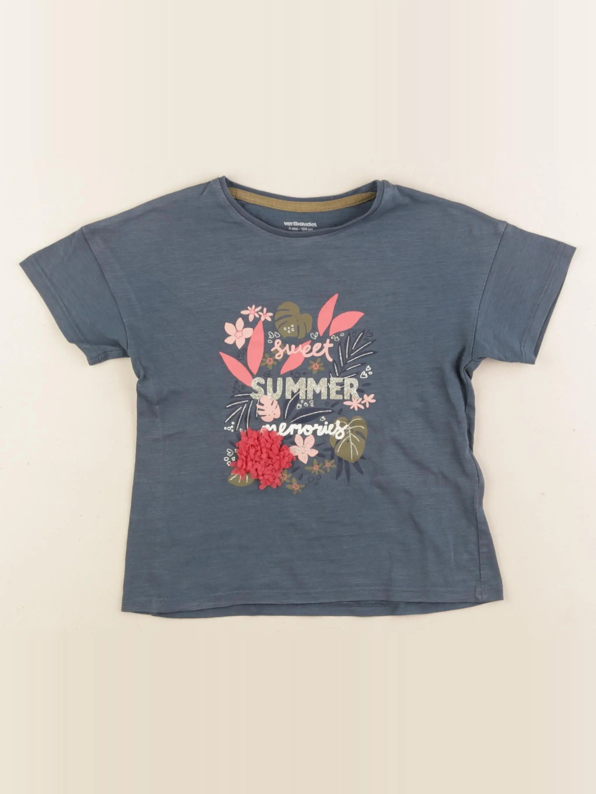 Vertbaudet - tee-shirt bleu - 4 ans