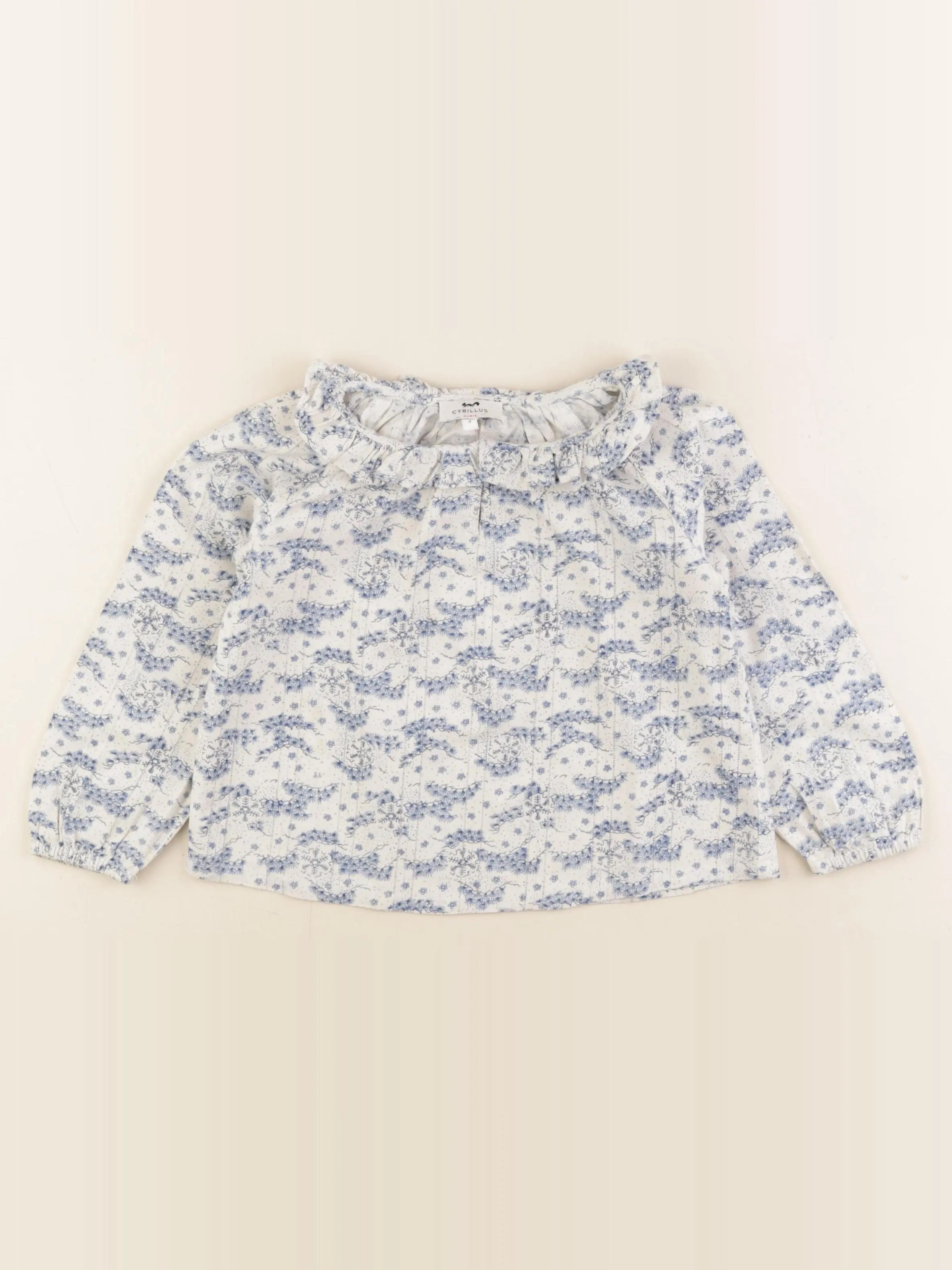 Cyrillus - blouse blanc, bleu - 3 ans