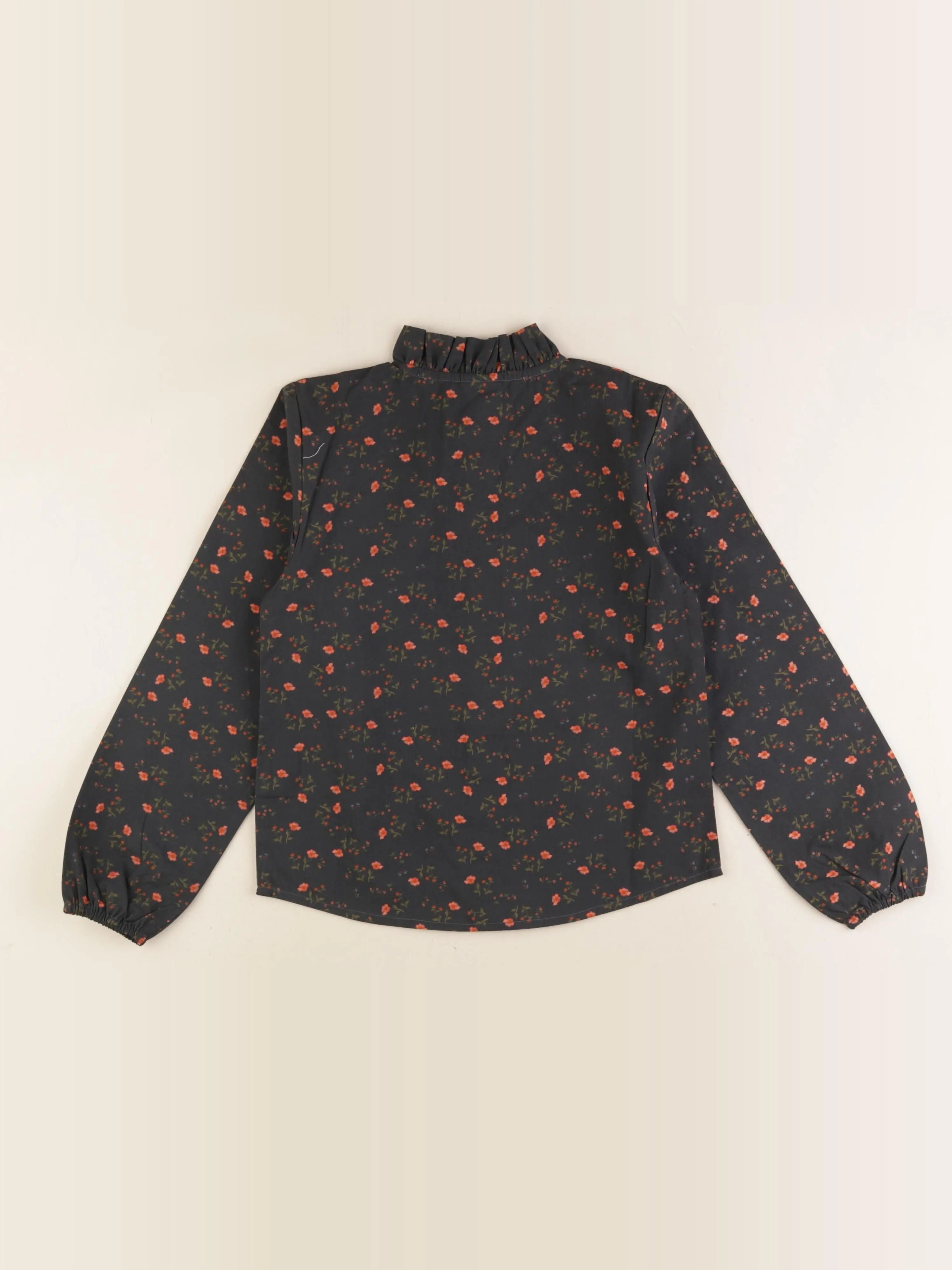 Blouse Anaïs grise imprimé fleuri