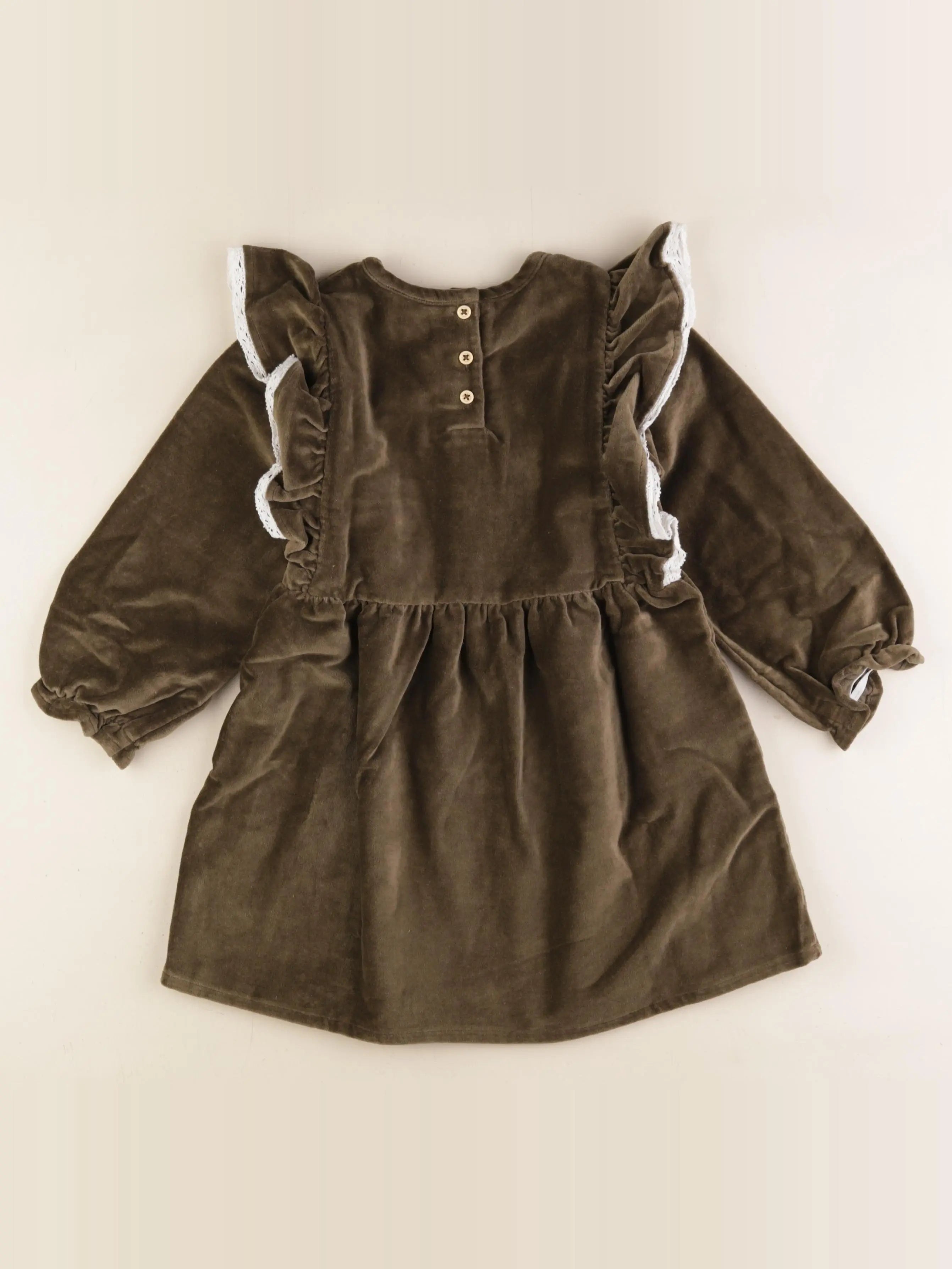 Robe Aliénor velours vert kaki