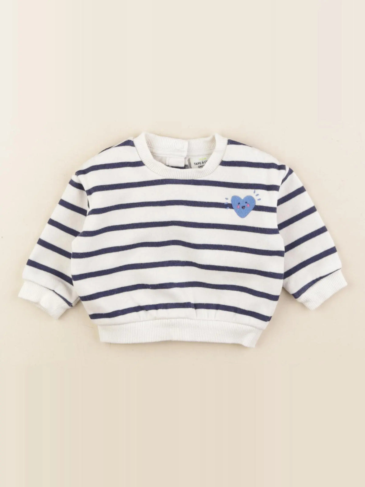 Tape à l'oeil - sweat blanc, bleu - 3 mois