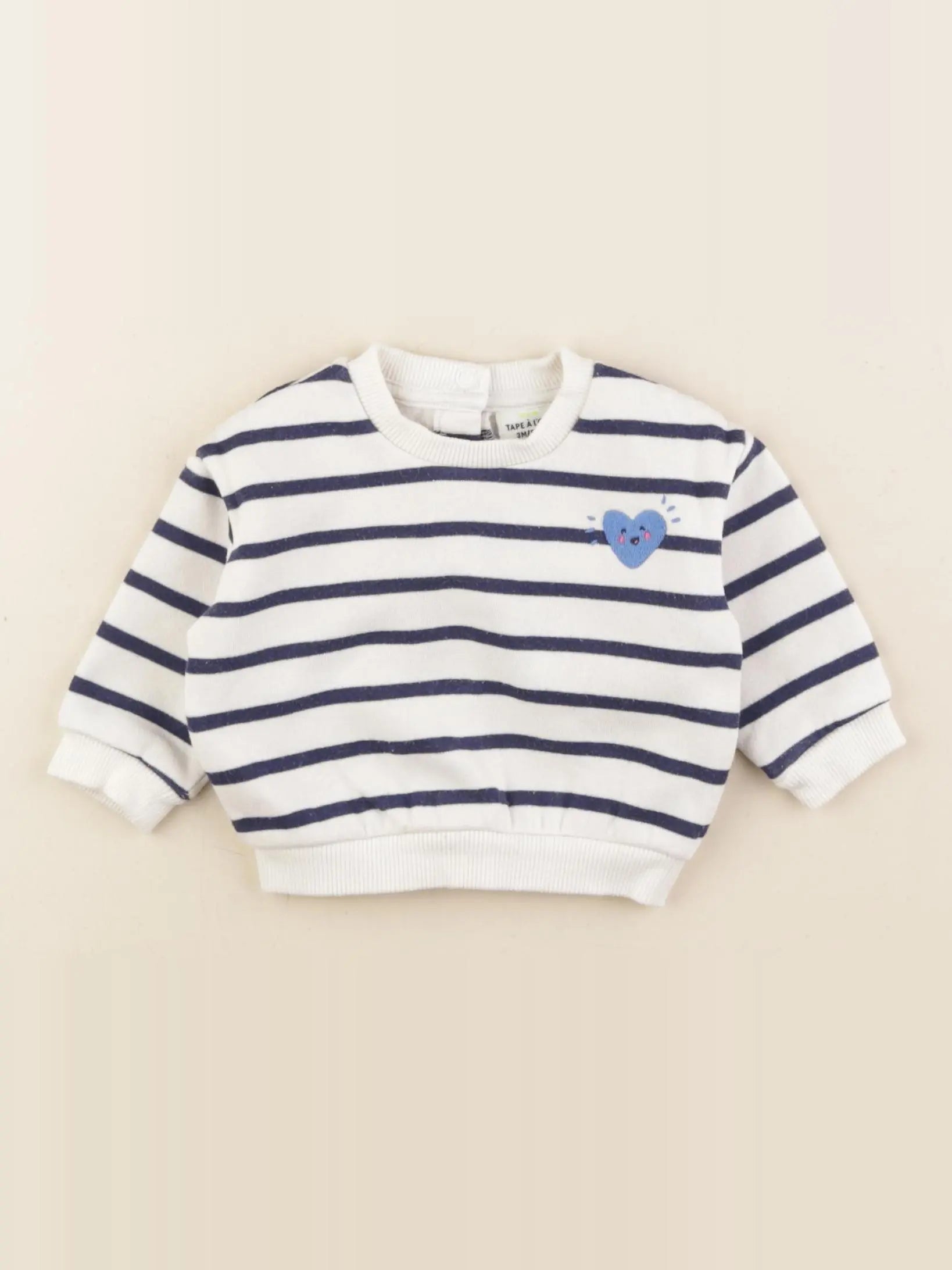 Tape à l'oeil - sweat blanc, bleu - 3 mois