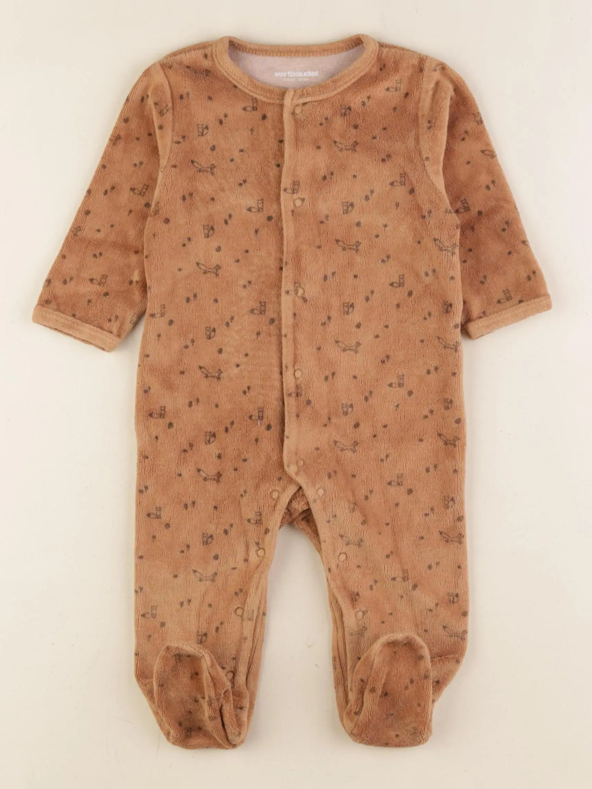 Vertbaudet - pyjama velours marron - 6 mois