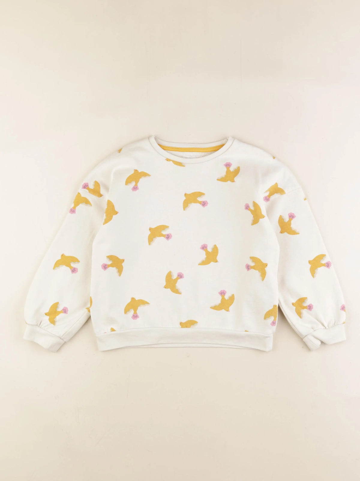 Vertbaudet - sweat beige, jaune - 6 ans