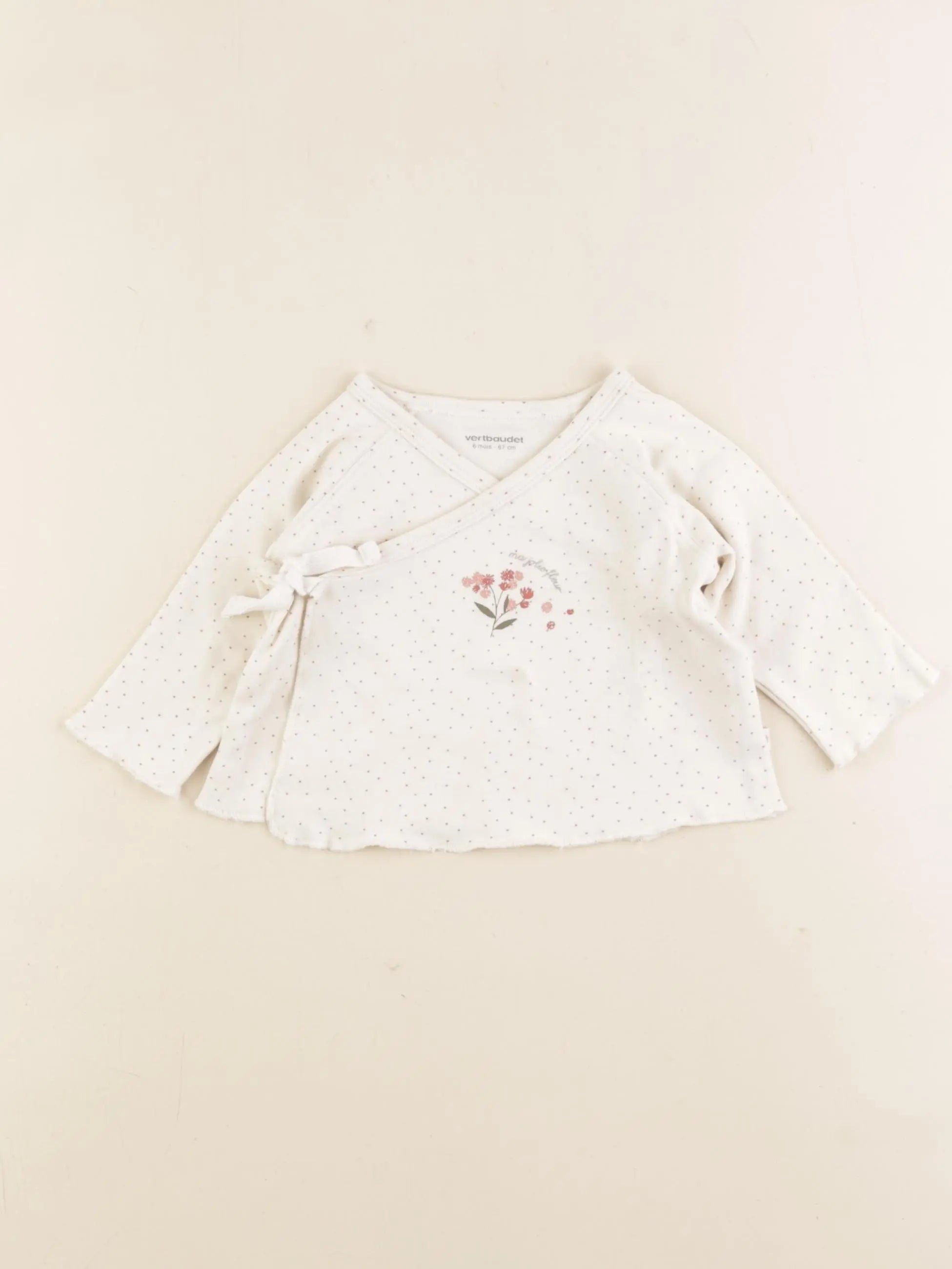 Vertbaudet - tee-shirt beige - 6 mois
