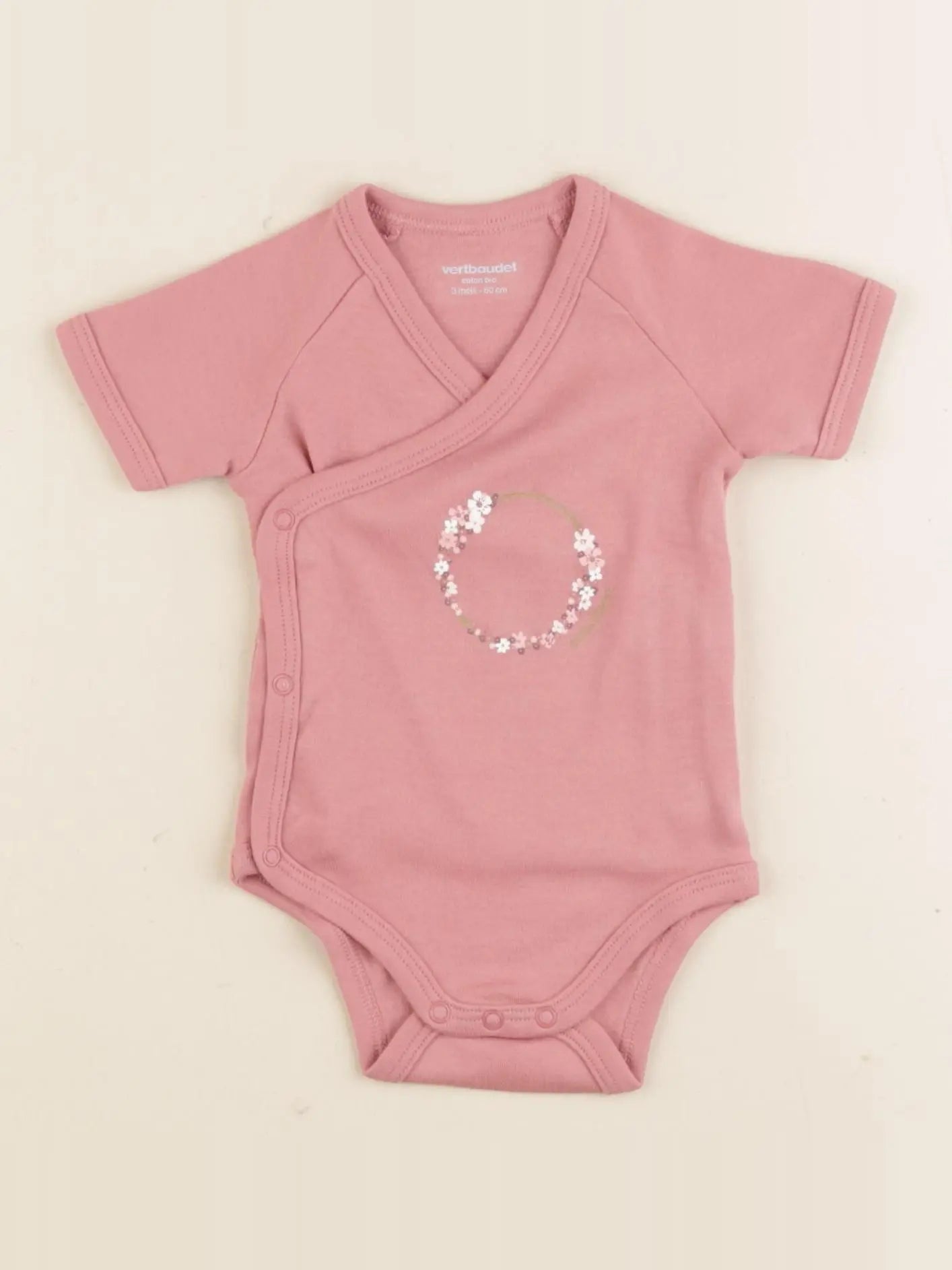 Vertbaudet - body rose - 3 mois