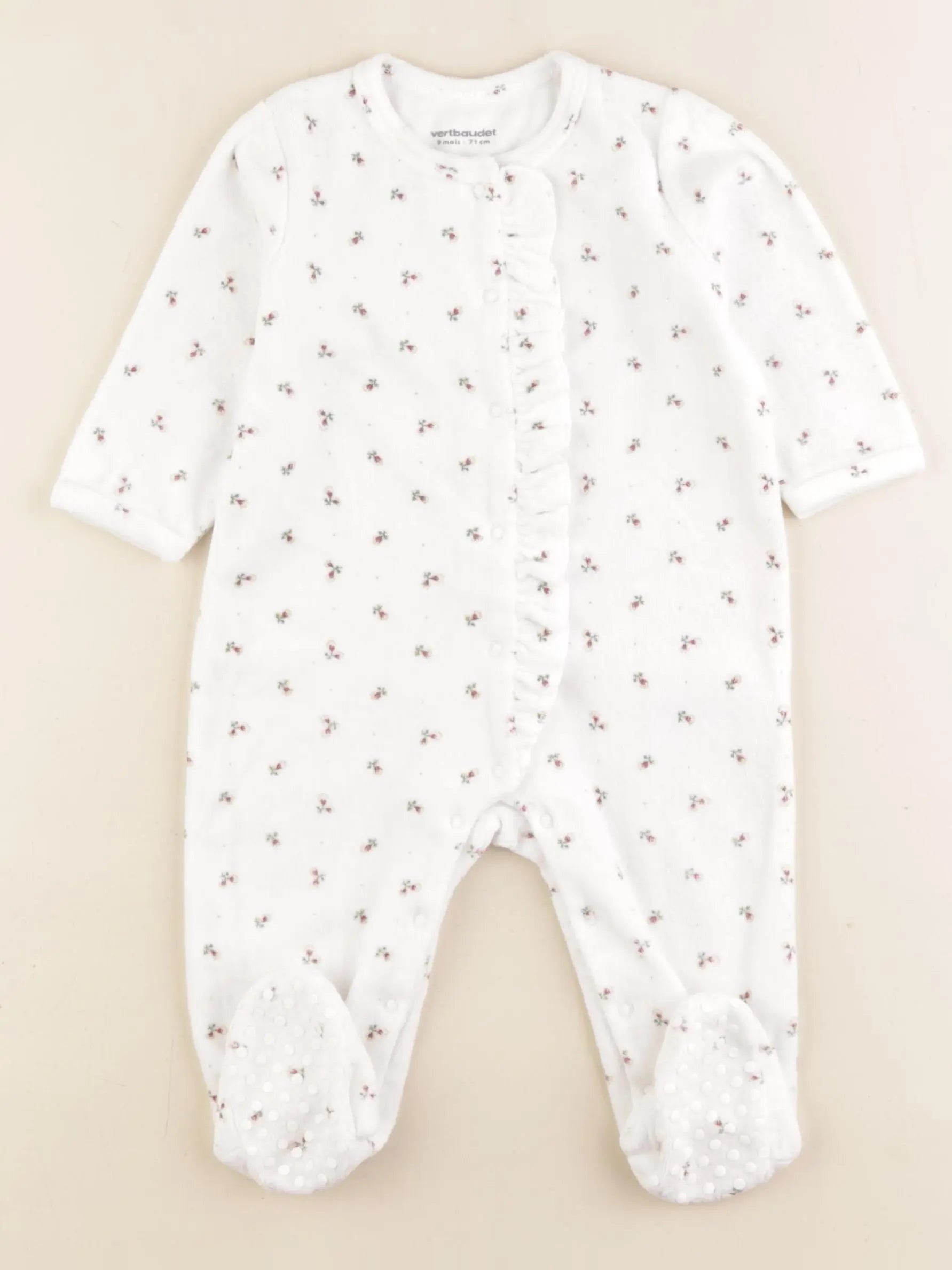 Vertbaudet - pyjama velours blanc - 3 mois