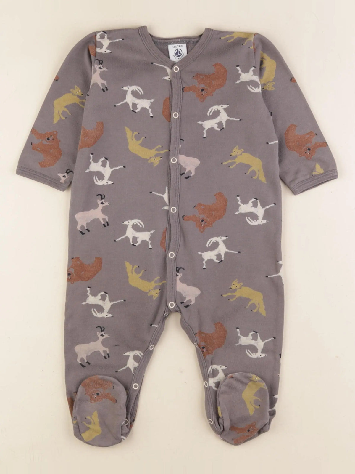 Petit Bateau - pyjama coton gris - 12 mois