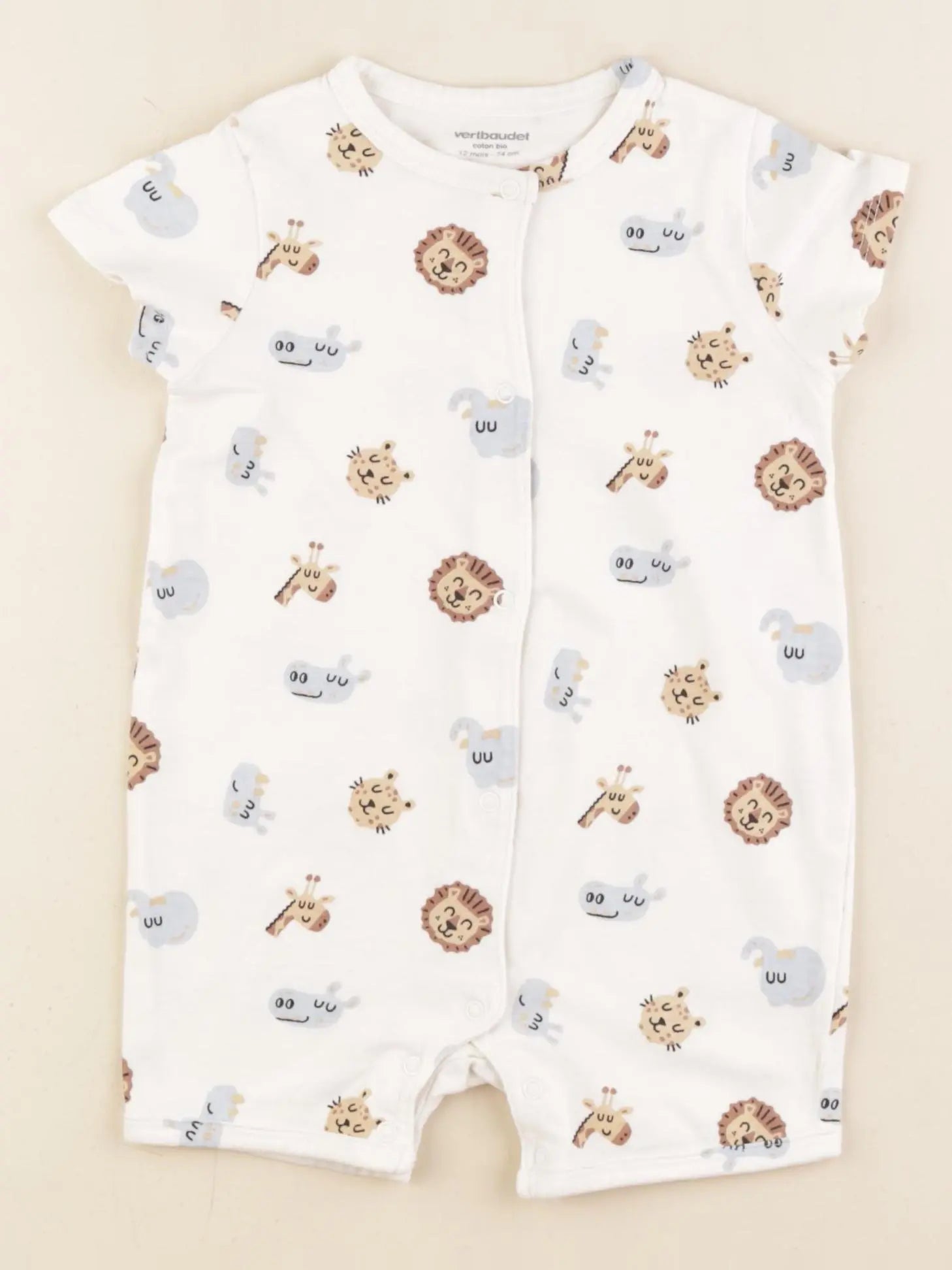 Vertbaudet - pyjama coton blanc - 12 mois