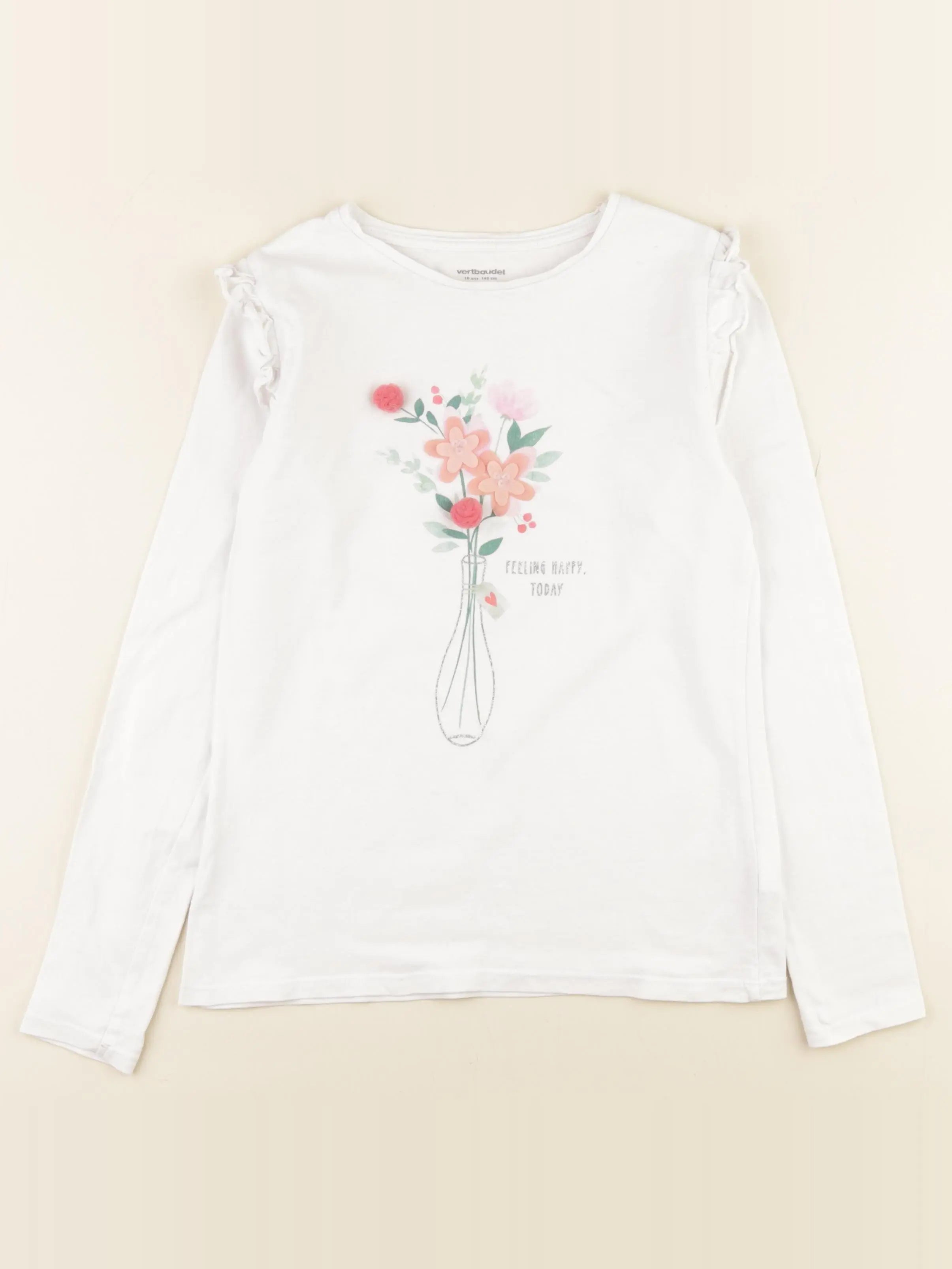 Vertbaudet - tee-shirt blanc - 10 ans