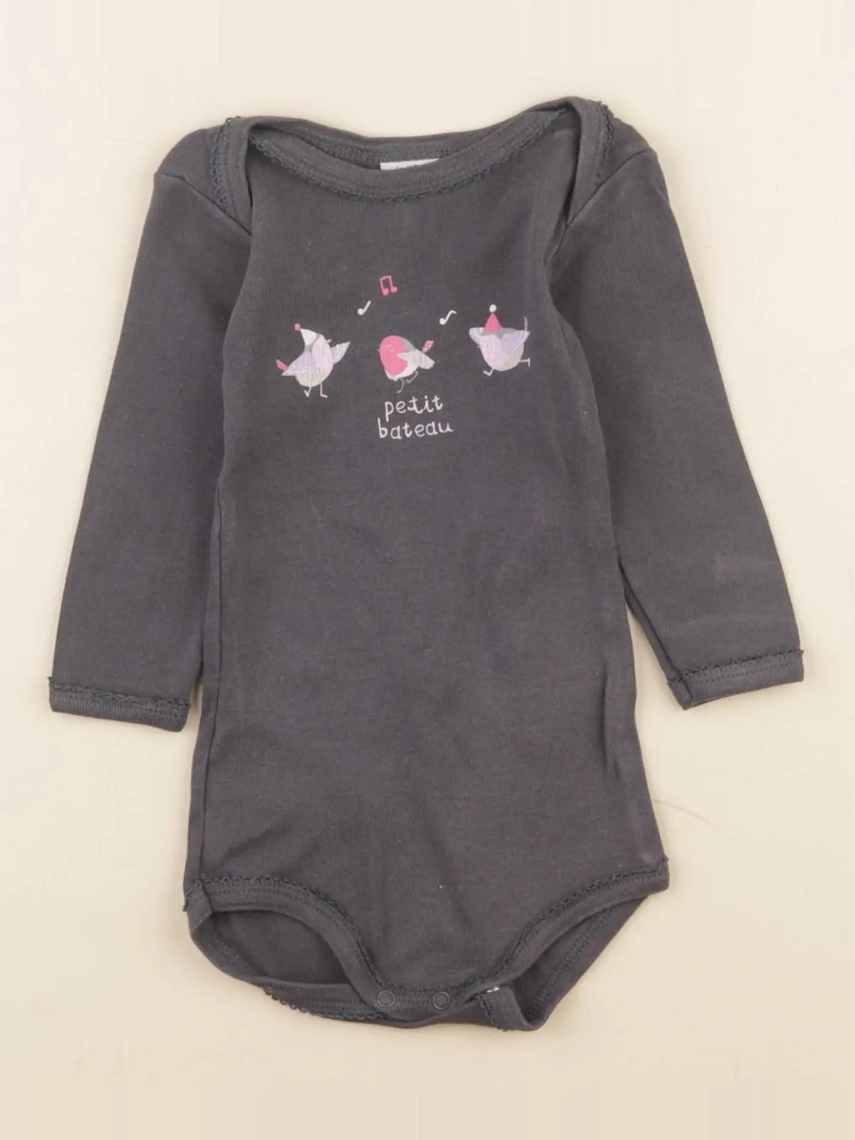 Petit Bateau - body gris - 6 mois