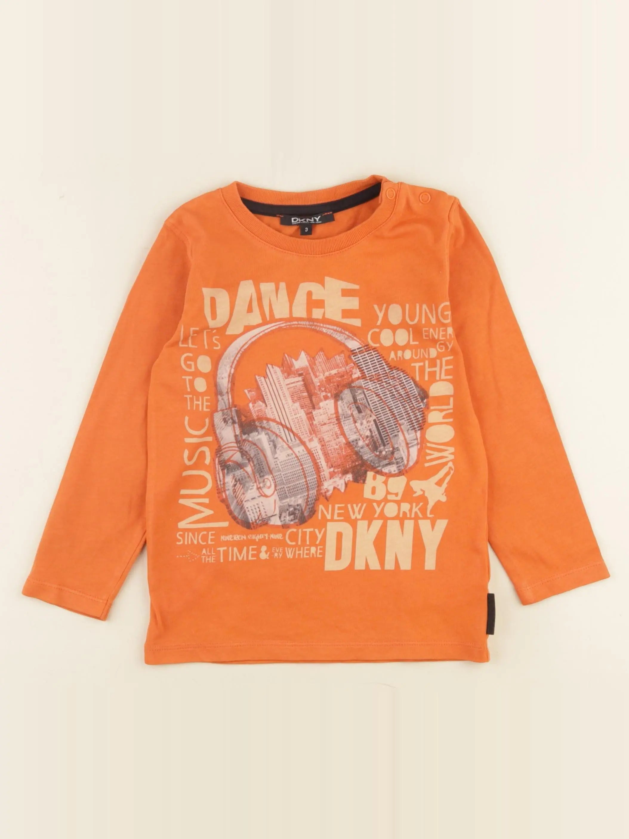 Dkny - tee-shirt orange - 3 ans