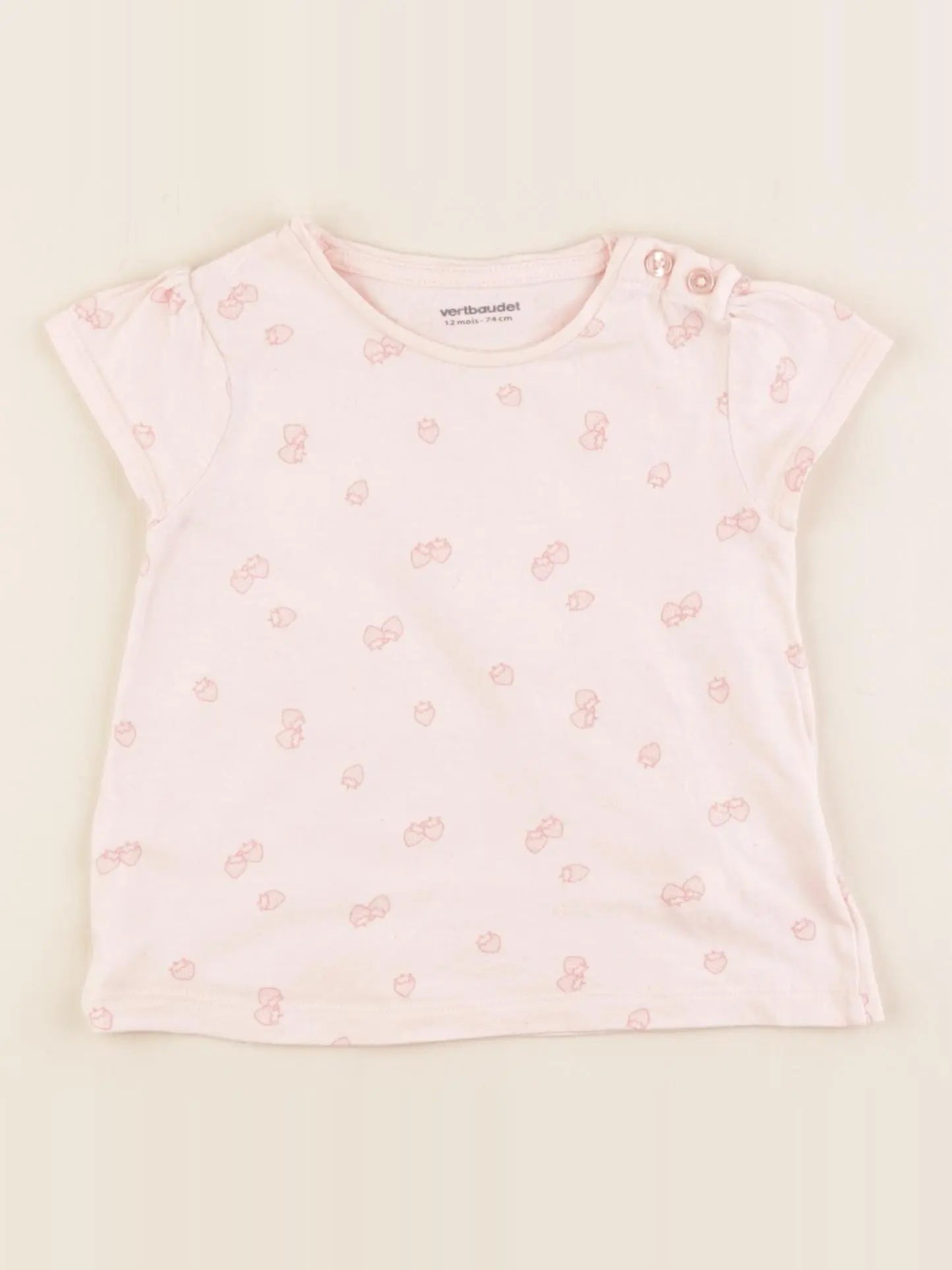 Vertbaudet - tee-shirt rose - 12 mois