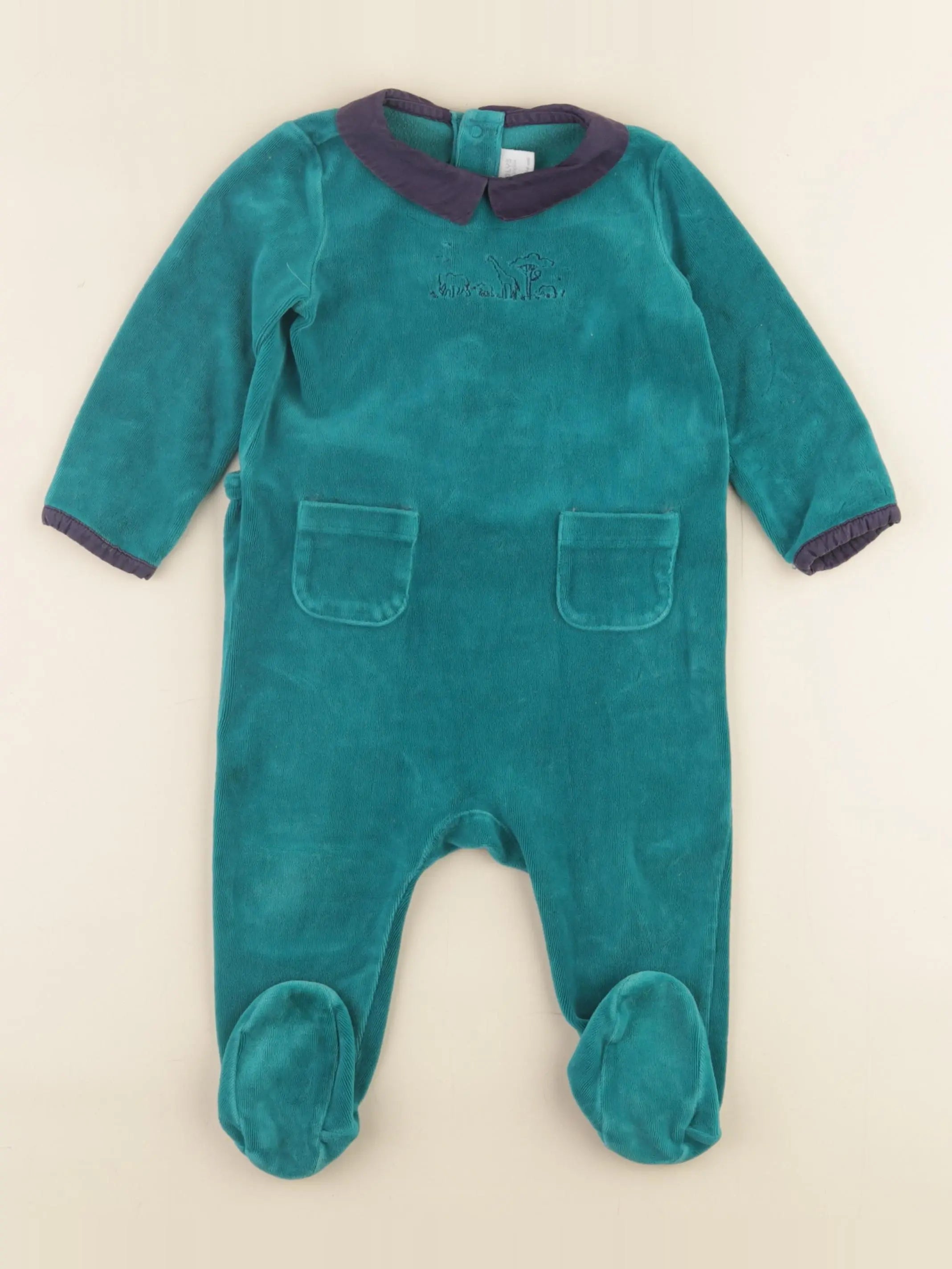 Natalys - pyjama velours bleu - 12 mois