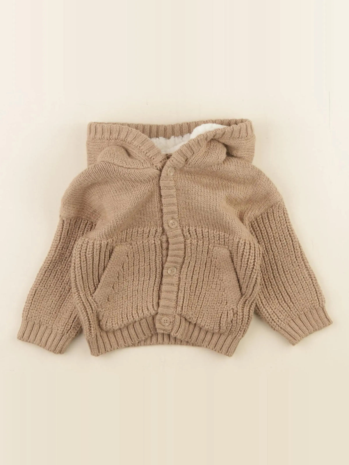 Vertbaudet - gilet beige - 6 mois