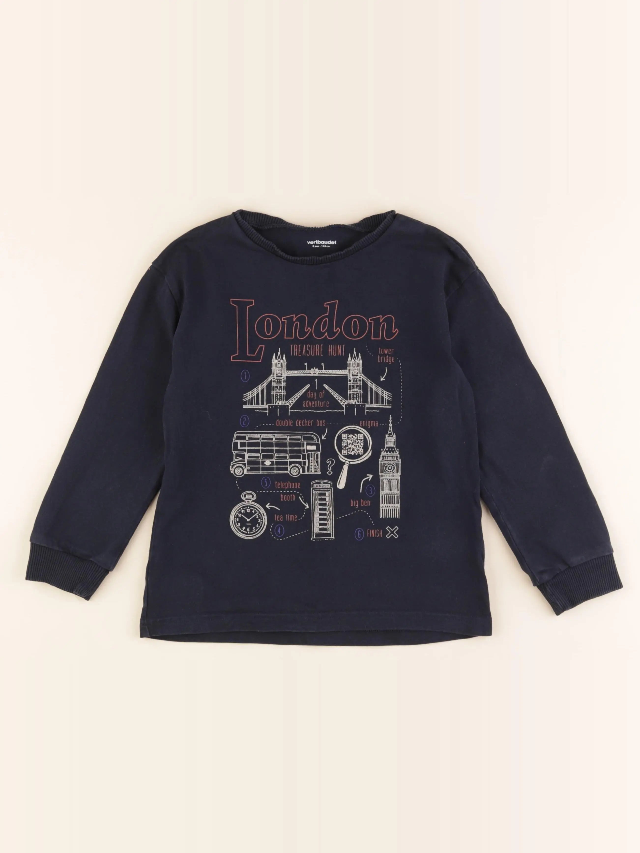 Vertbaudet - tee-shirt bleu - 8 ans