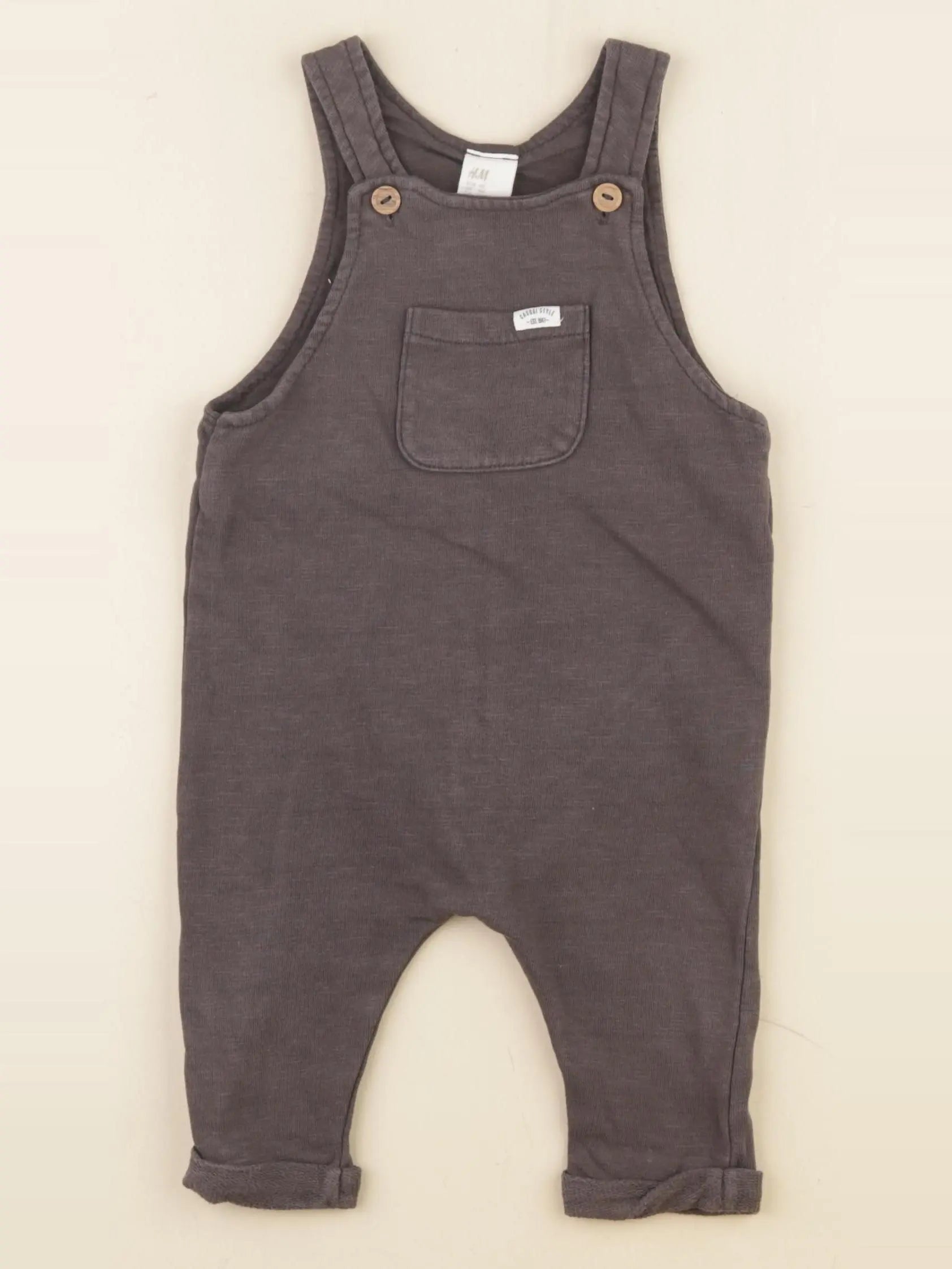 H&M - salopette taupe - 4/6 mois