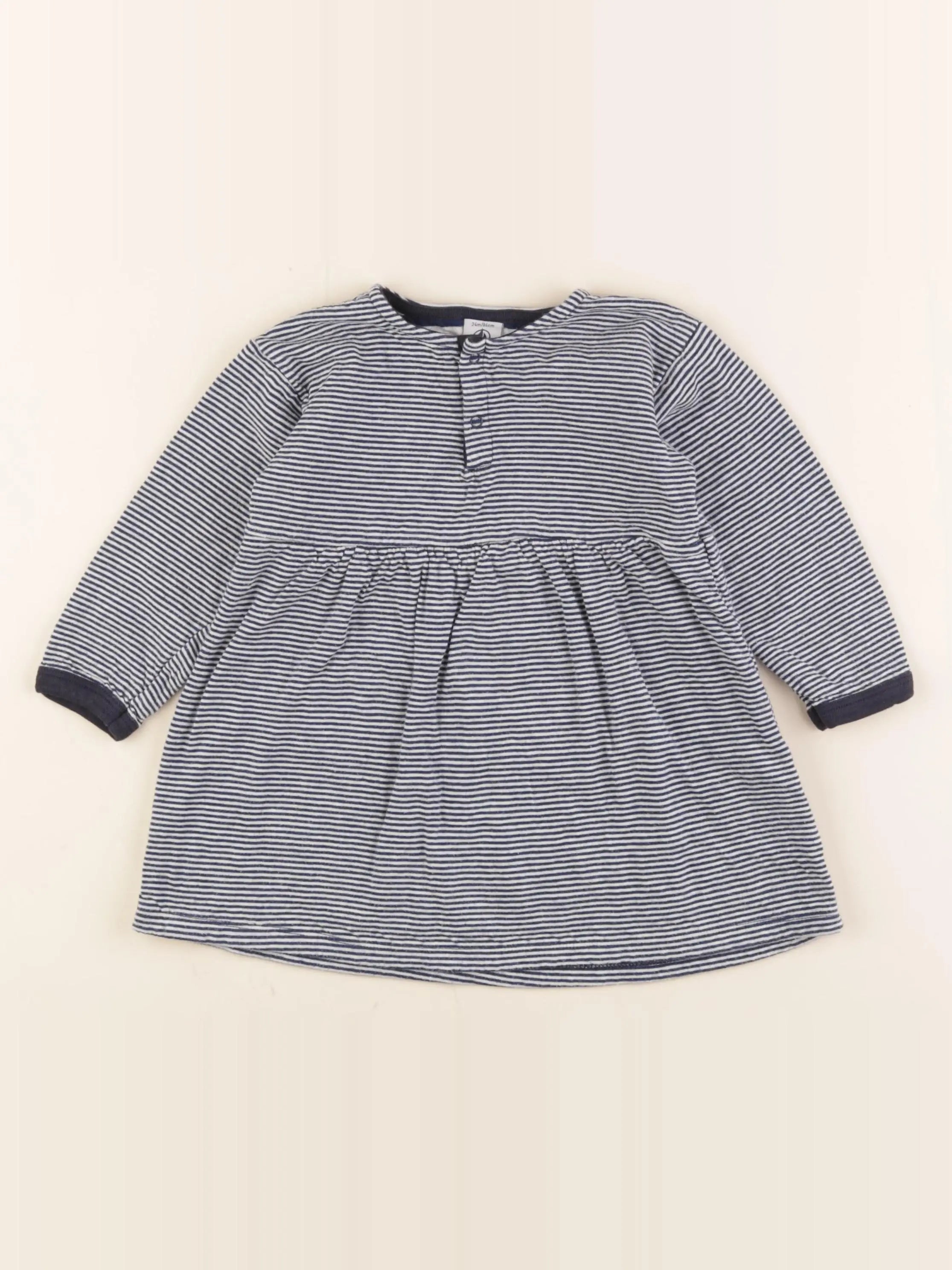 Petit Bateau - robe blanc, bleu - 24 mois