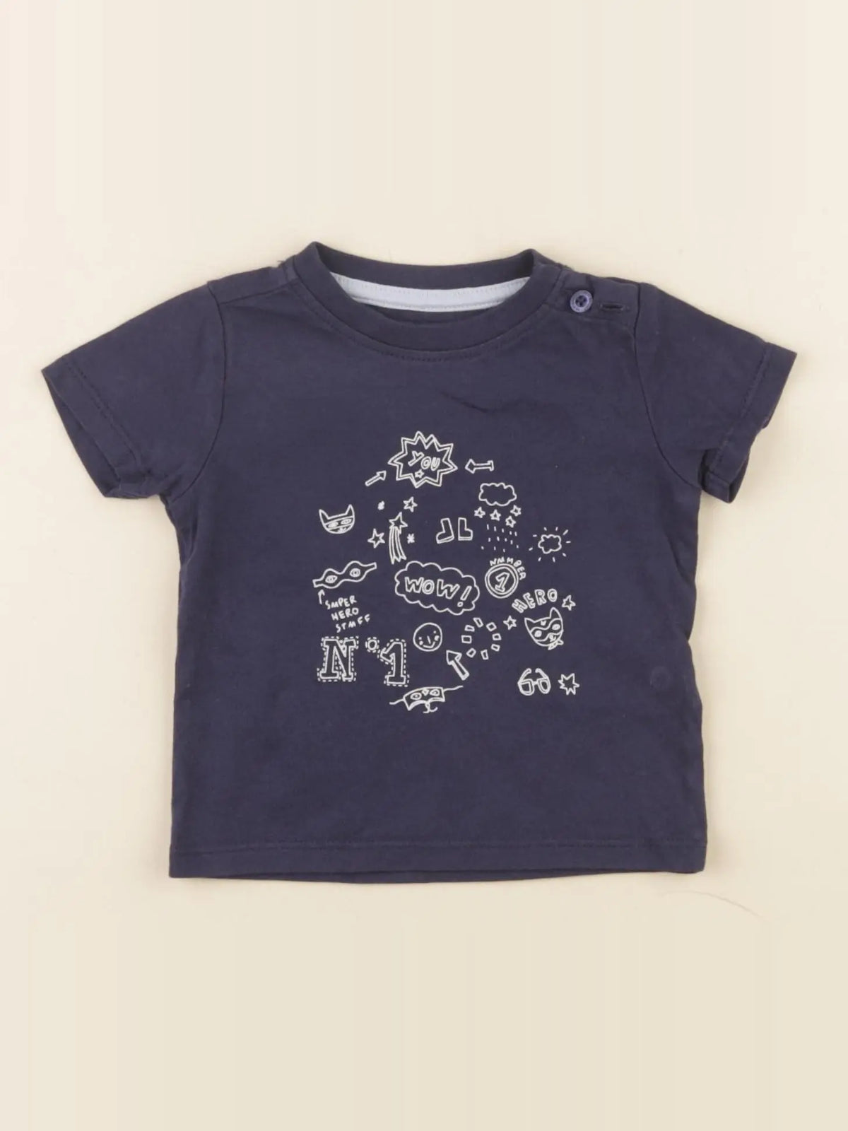 Vertbaudet - tee-shirt bleu - 3 mois