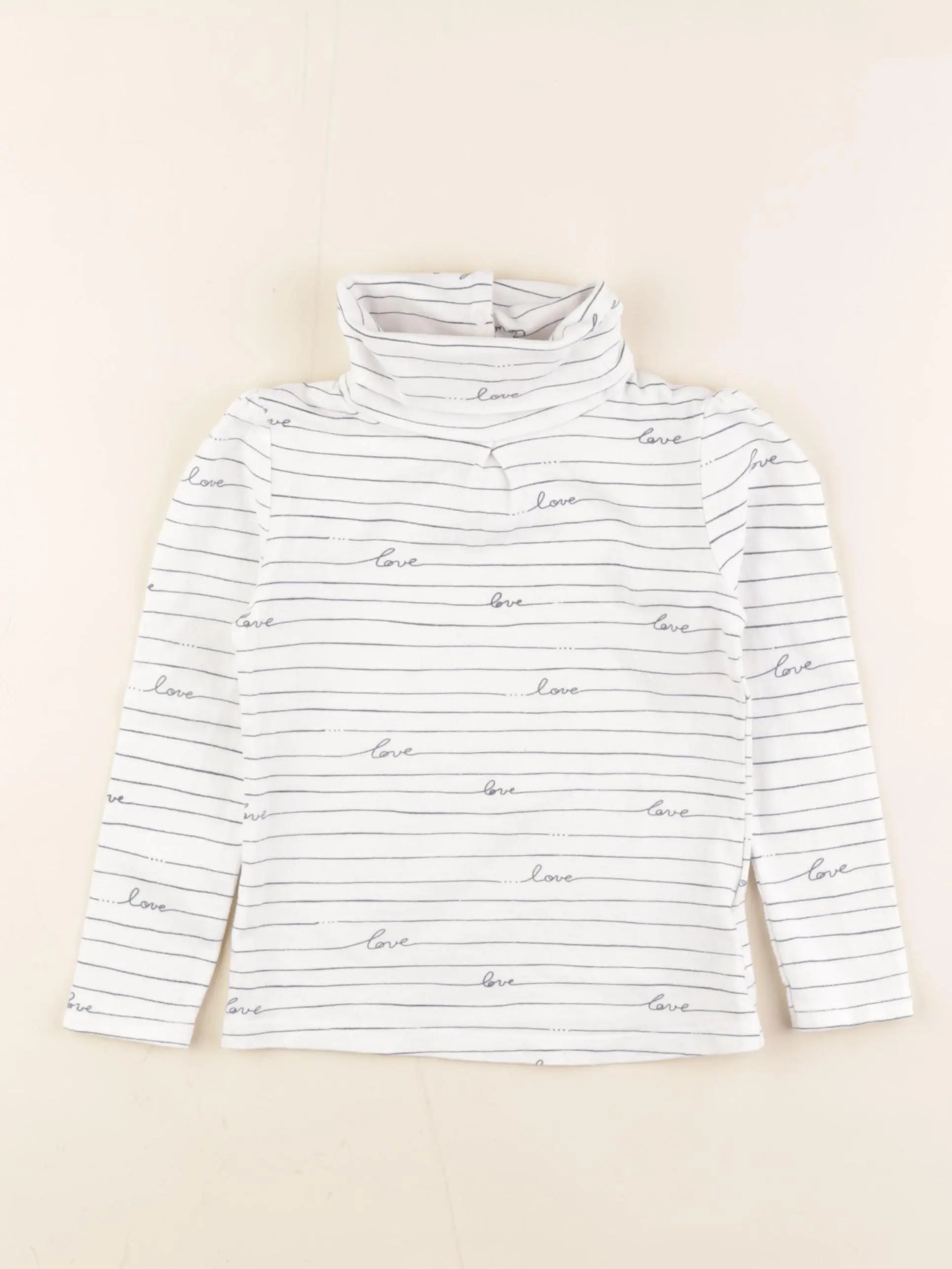 Vertbaudet - sous-pull blanc, bleu - 4 ans