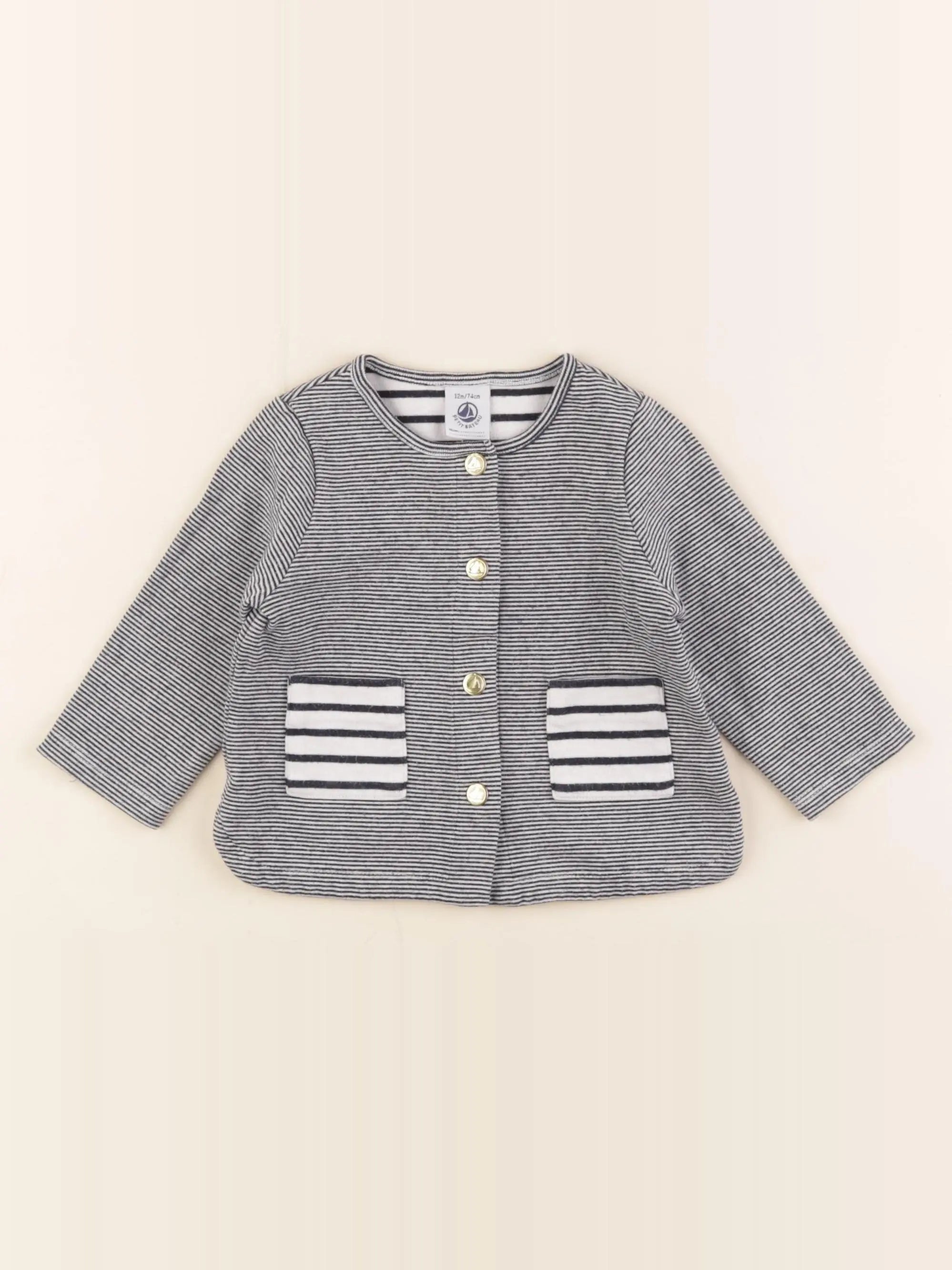 Petit Bateau - sweat bleu - 12 mois