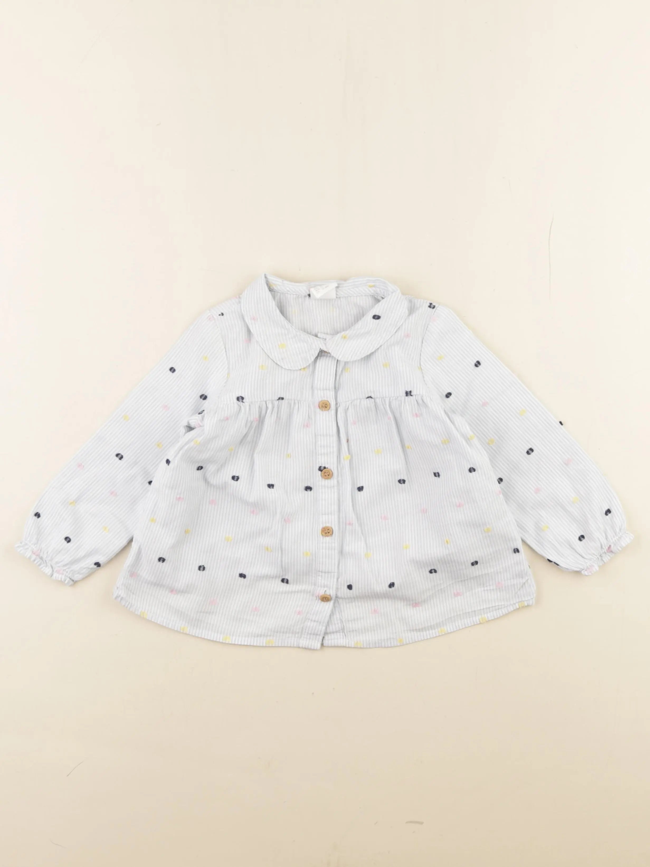 H&M - blouse bleu - 12/18 mois