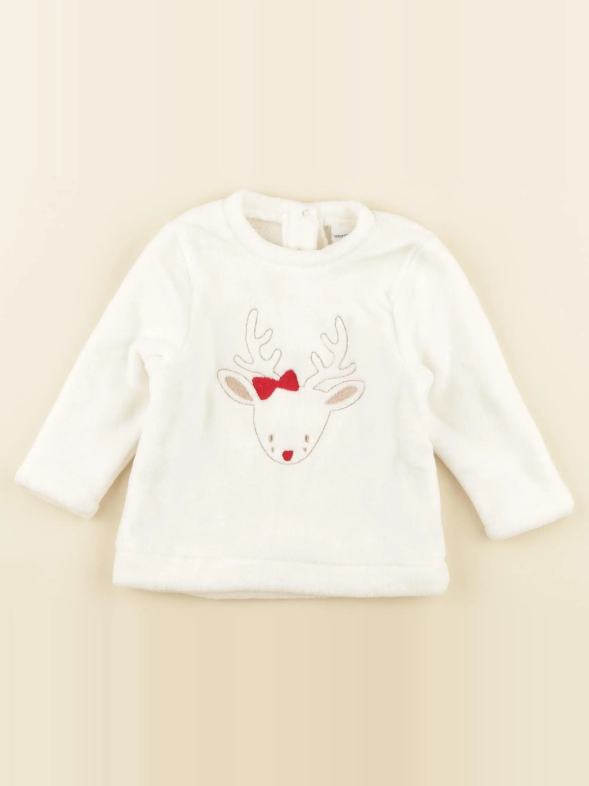 Vertbaudet - pull blanc, or - 12 mois