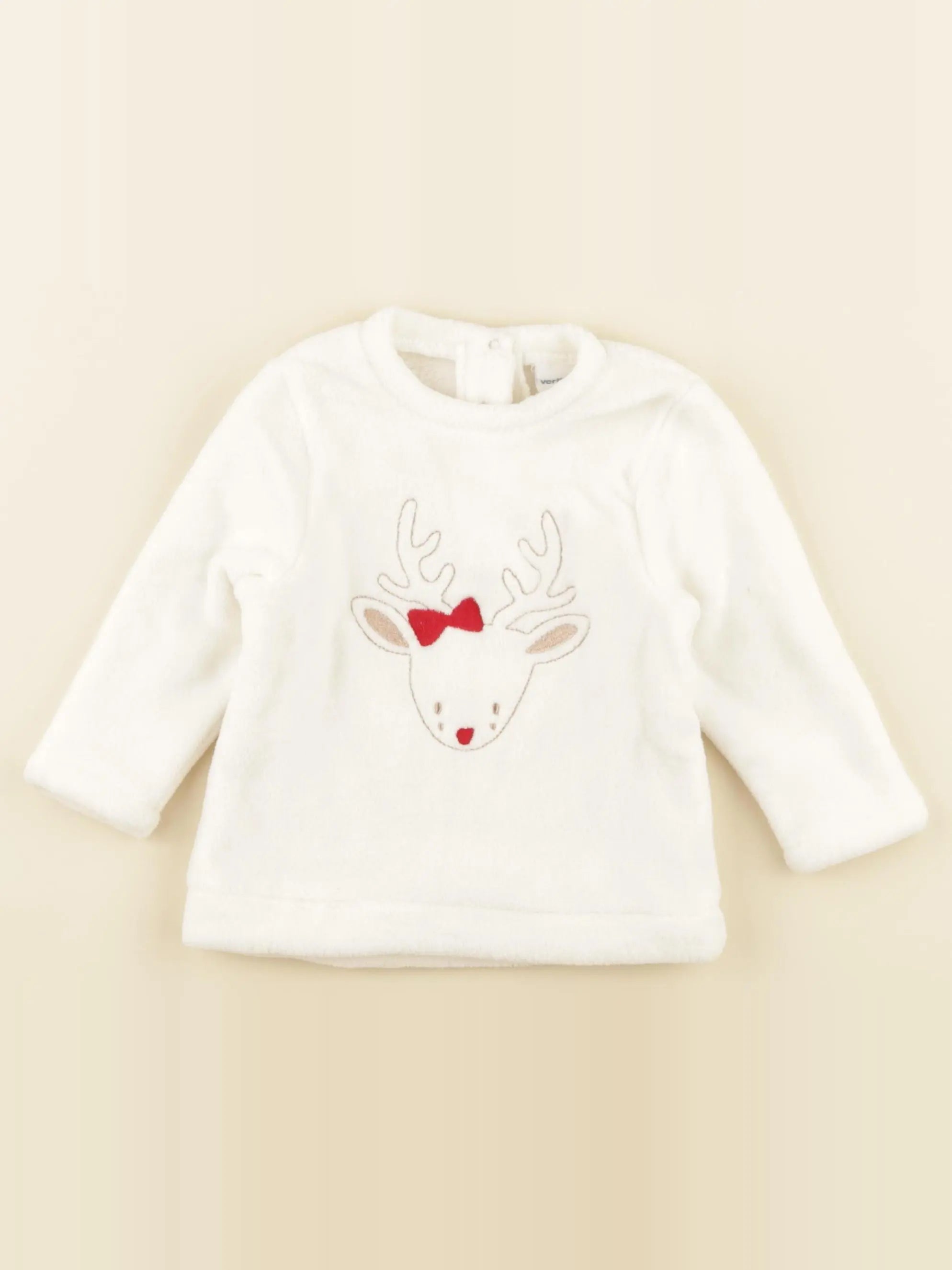 Vertbaudet - pull blanc, or - 12 mois