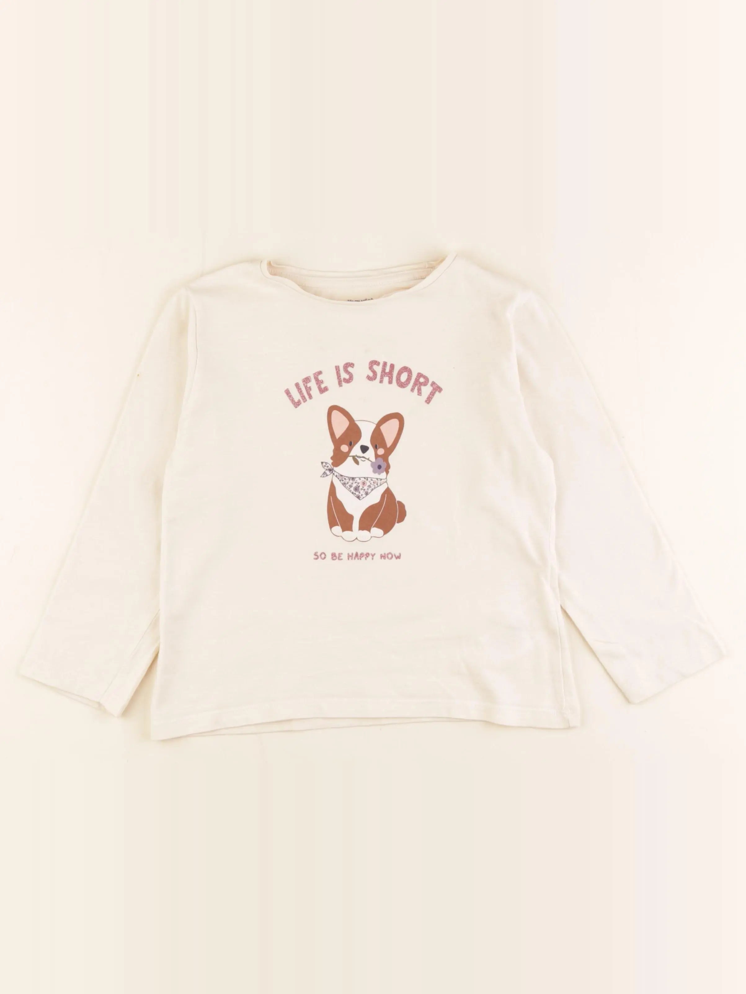 Vertbaudet - tee-shirt beige - 6 ans