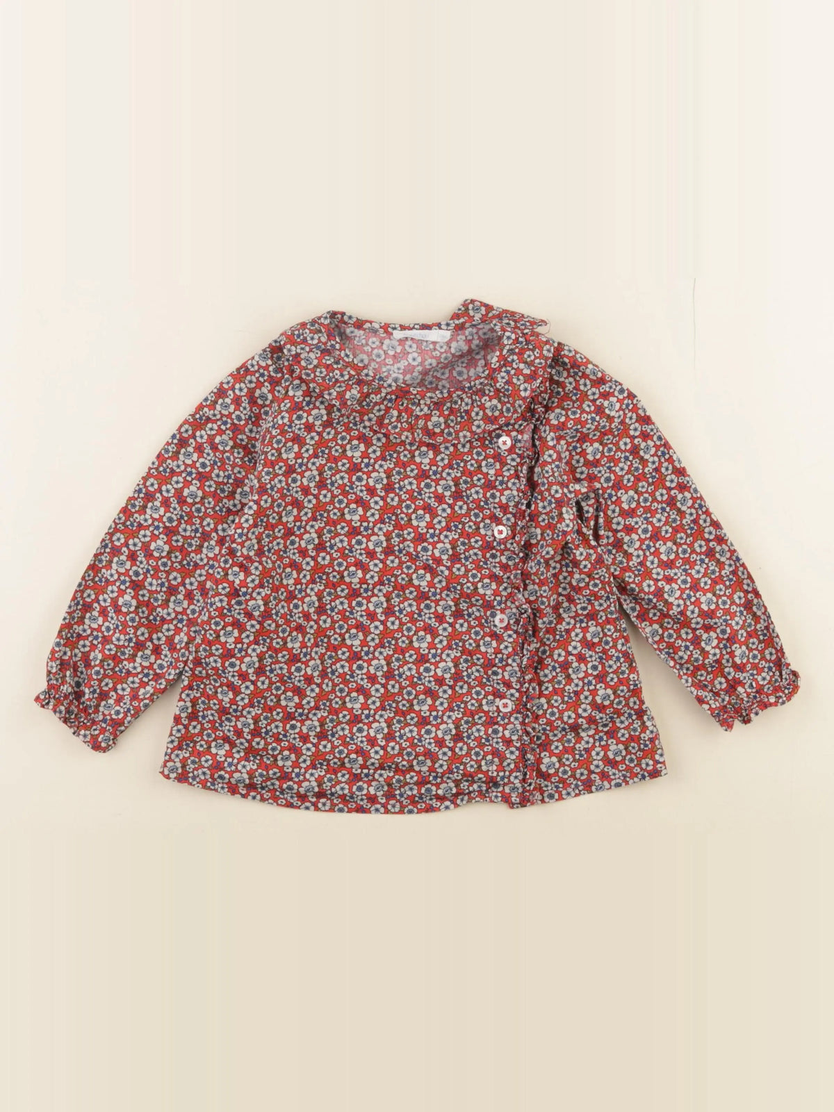Boutchou - blouse rouge, bleu - 24 mois