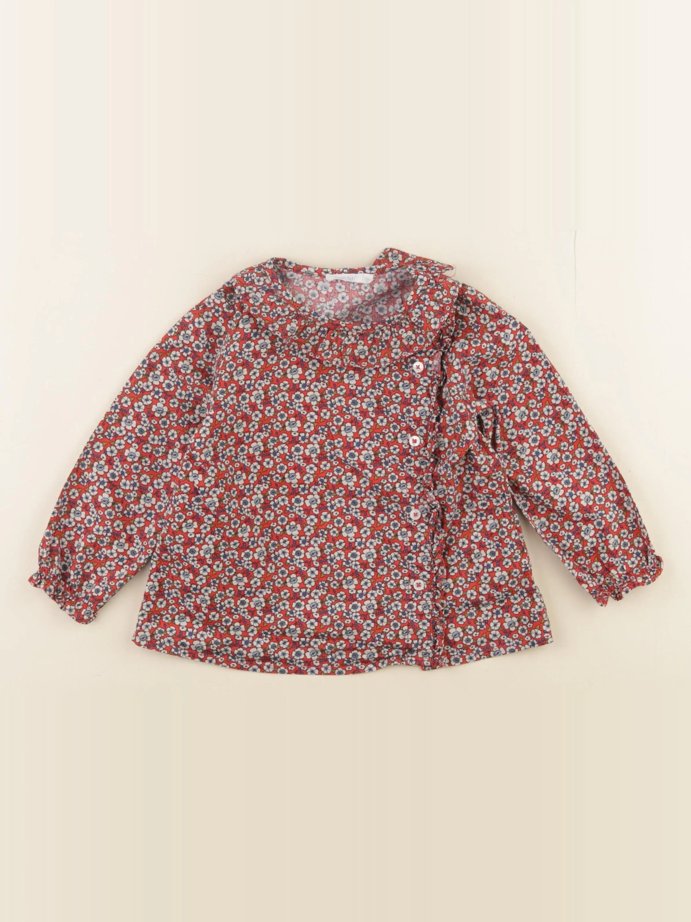 Boutchou - blouse rouge, bleu - 24 mois