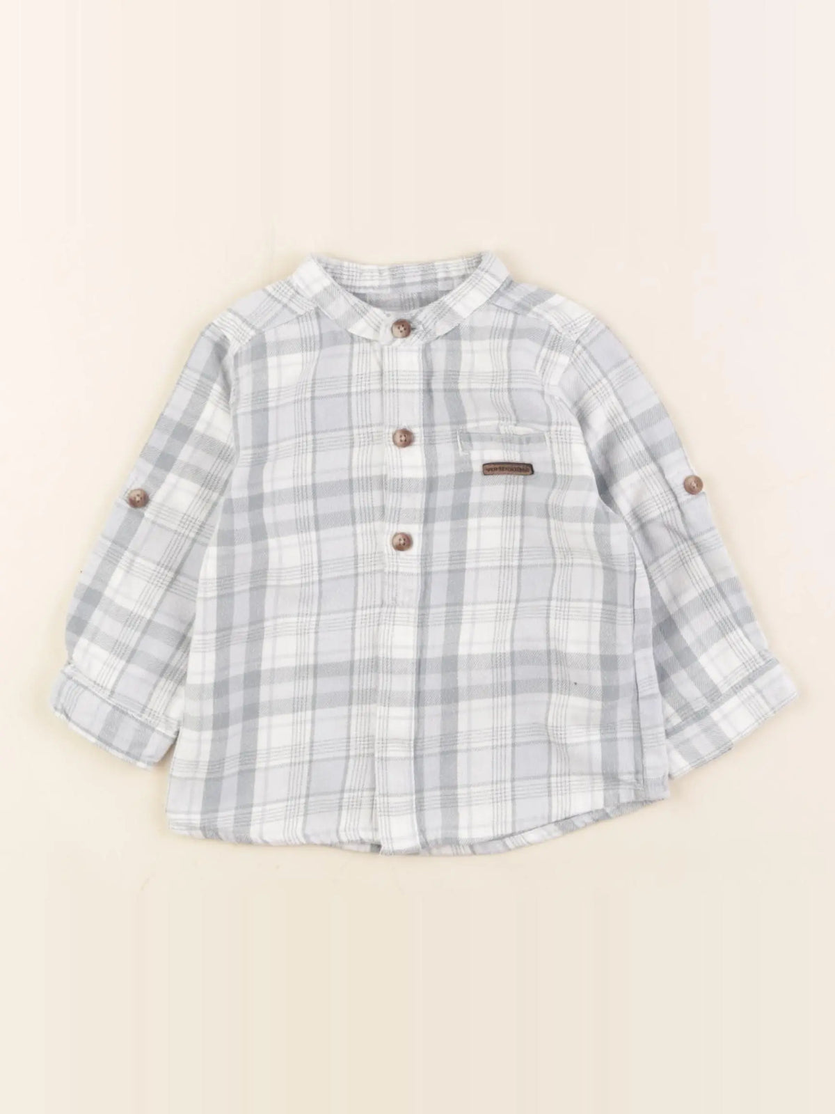 Vertbaudet - chemise blanc, bleu - 9 mois