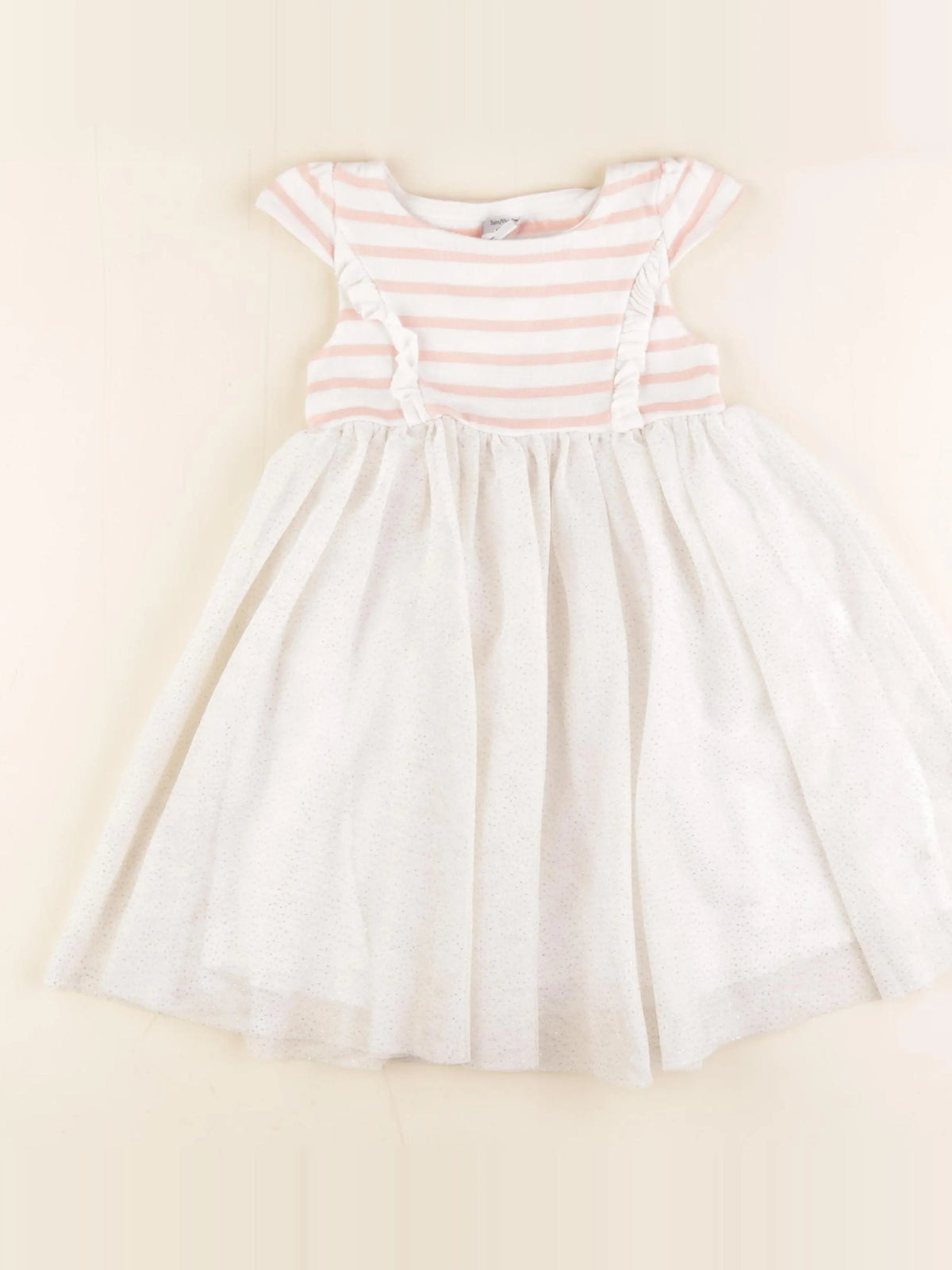 Petit Bateau - robe blanc, rose - 3 ans