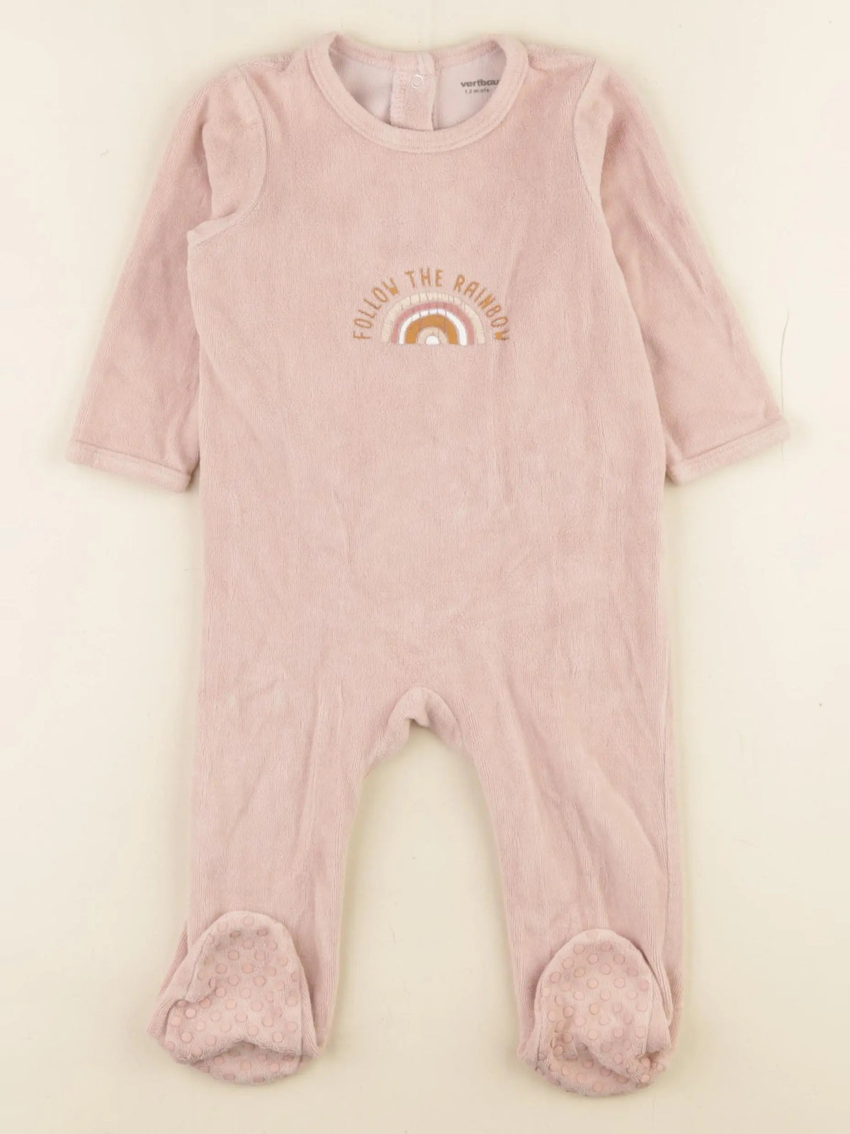 Vertbaudet - pyjama velours rose - 12 mois