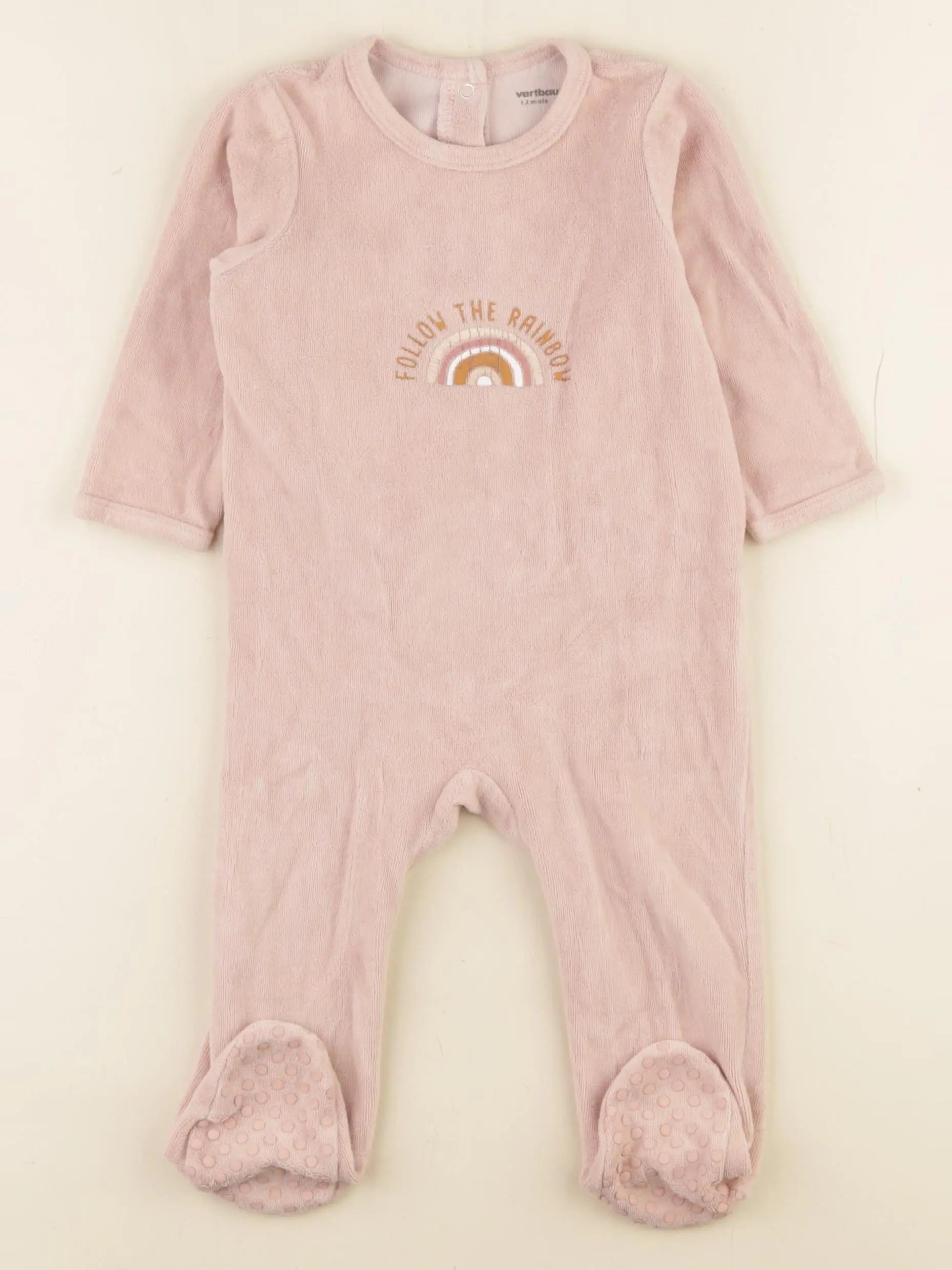 Vertbaudet - pyjama velours rose - 12 mois